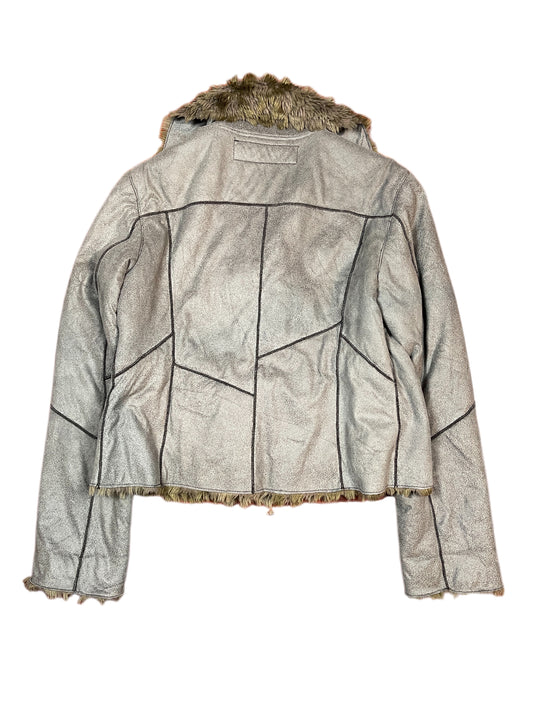Y2k Easy Comfort Faux Fur Jacket Gray - XL