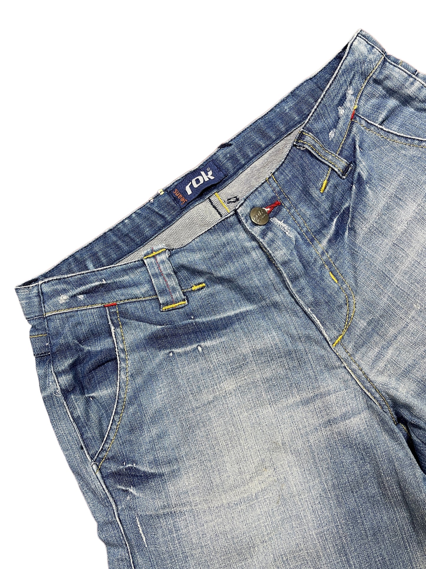 Y2k 2000s Rok Low Waist Bootcut Denim Pants Blue S/M