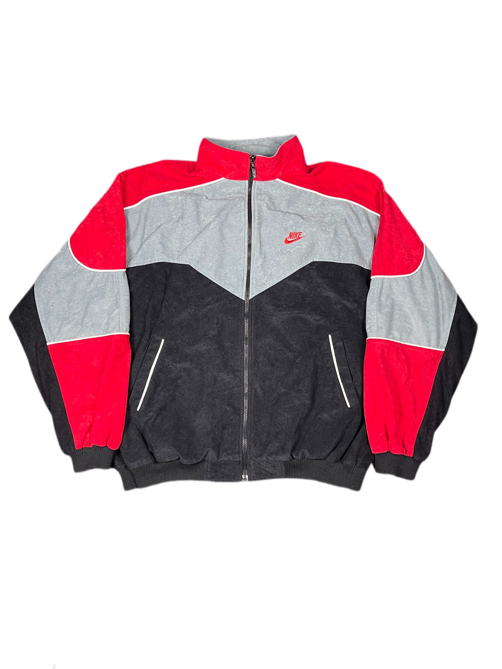 Vintage Nike Sport Flannel Jacket Black Red Gray - XL