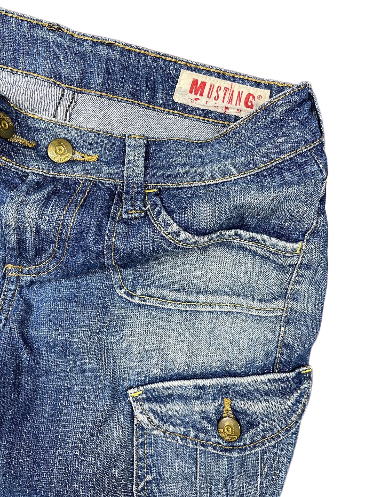 Y2k Mustang Low Waist Denim Capri Pants Blue - S/M