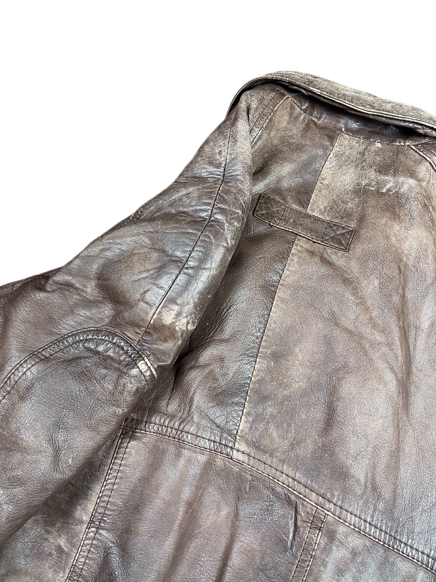 Vintage Aviator Leather Bomber Jacket Brown - M