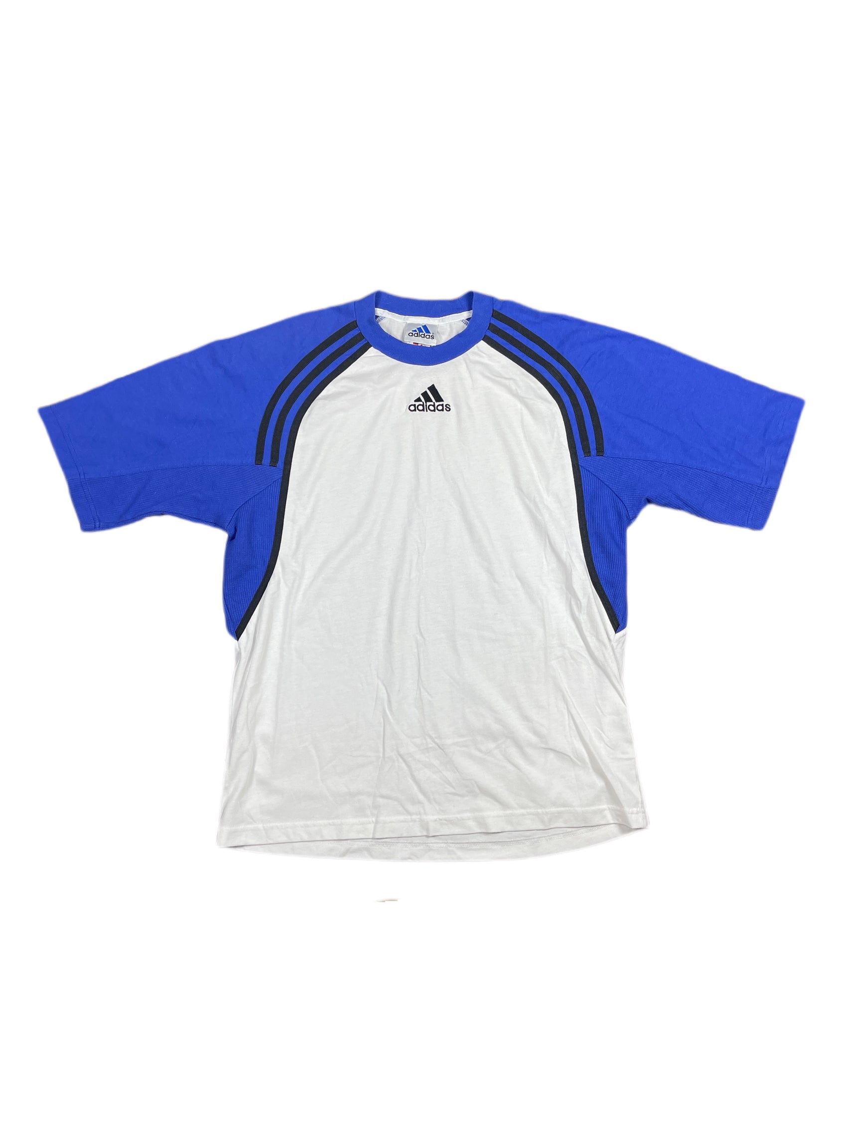 Vintage Adidas T-Shirt Blue White - L/XL