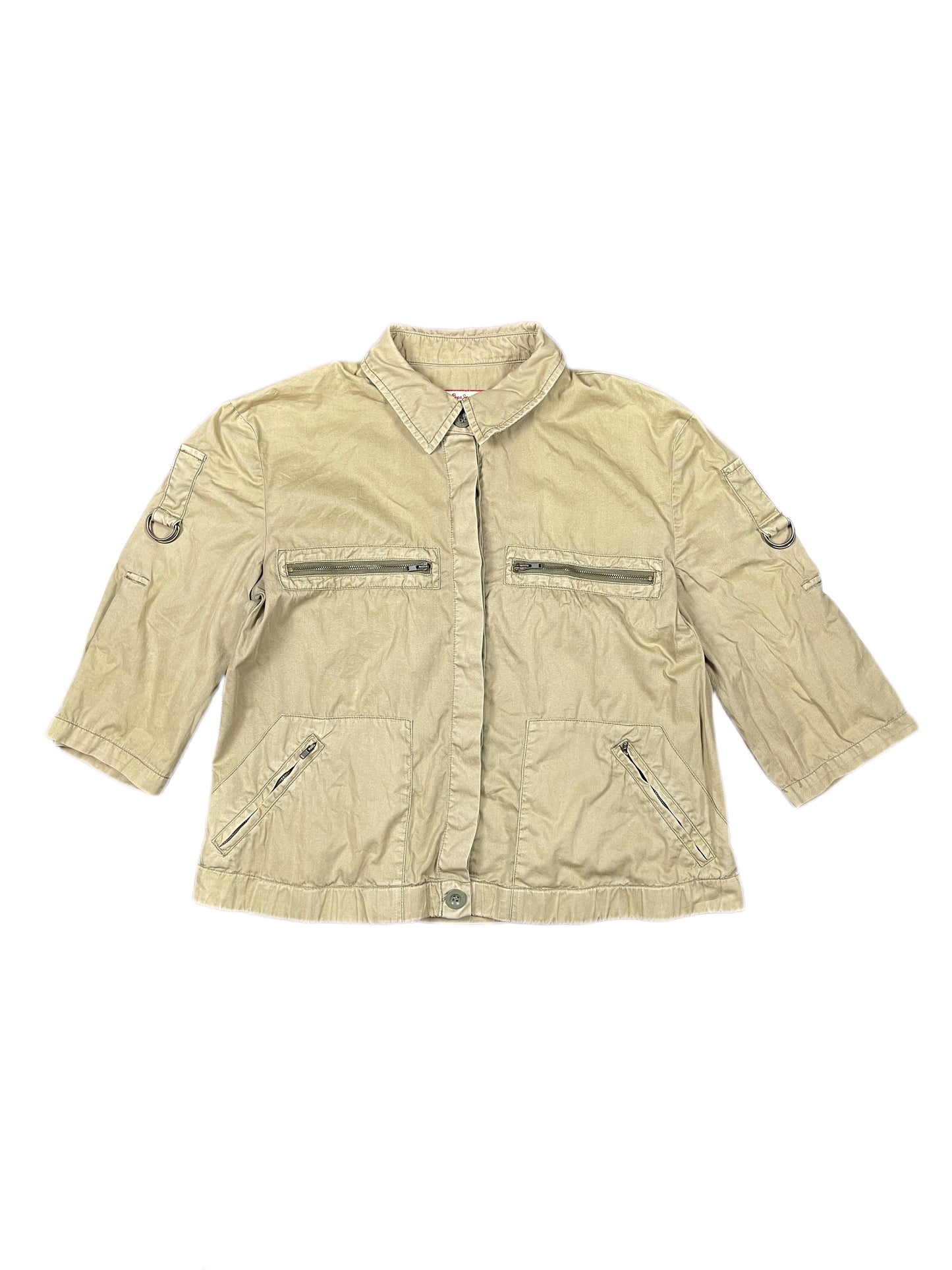 Y2k Pepe Jeans Short Sleeve Thin Jacket Beige - XL