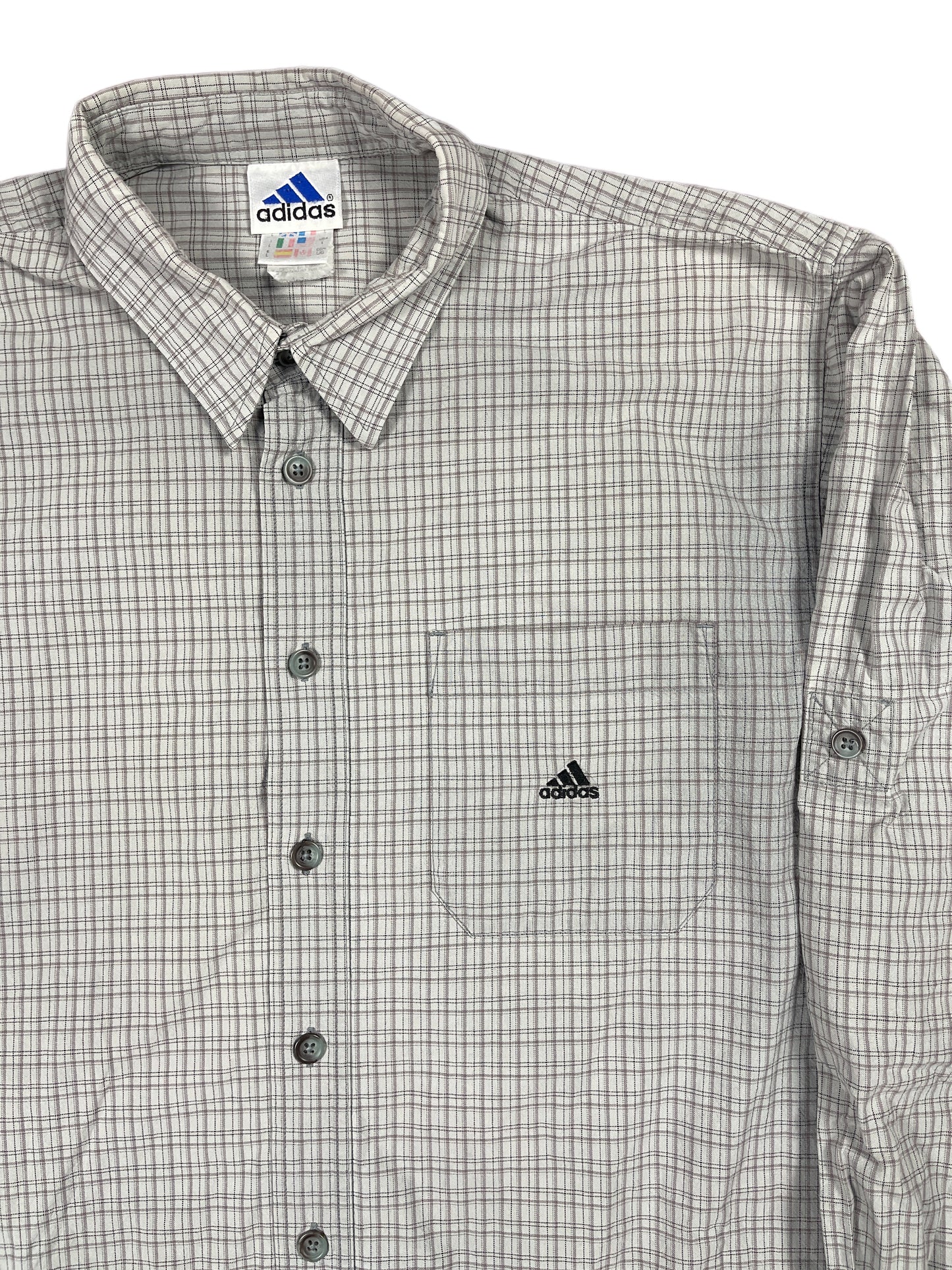 Vintage Adidas Long Sleeve Tracking Shirt Gray - L