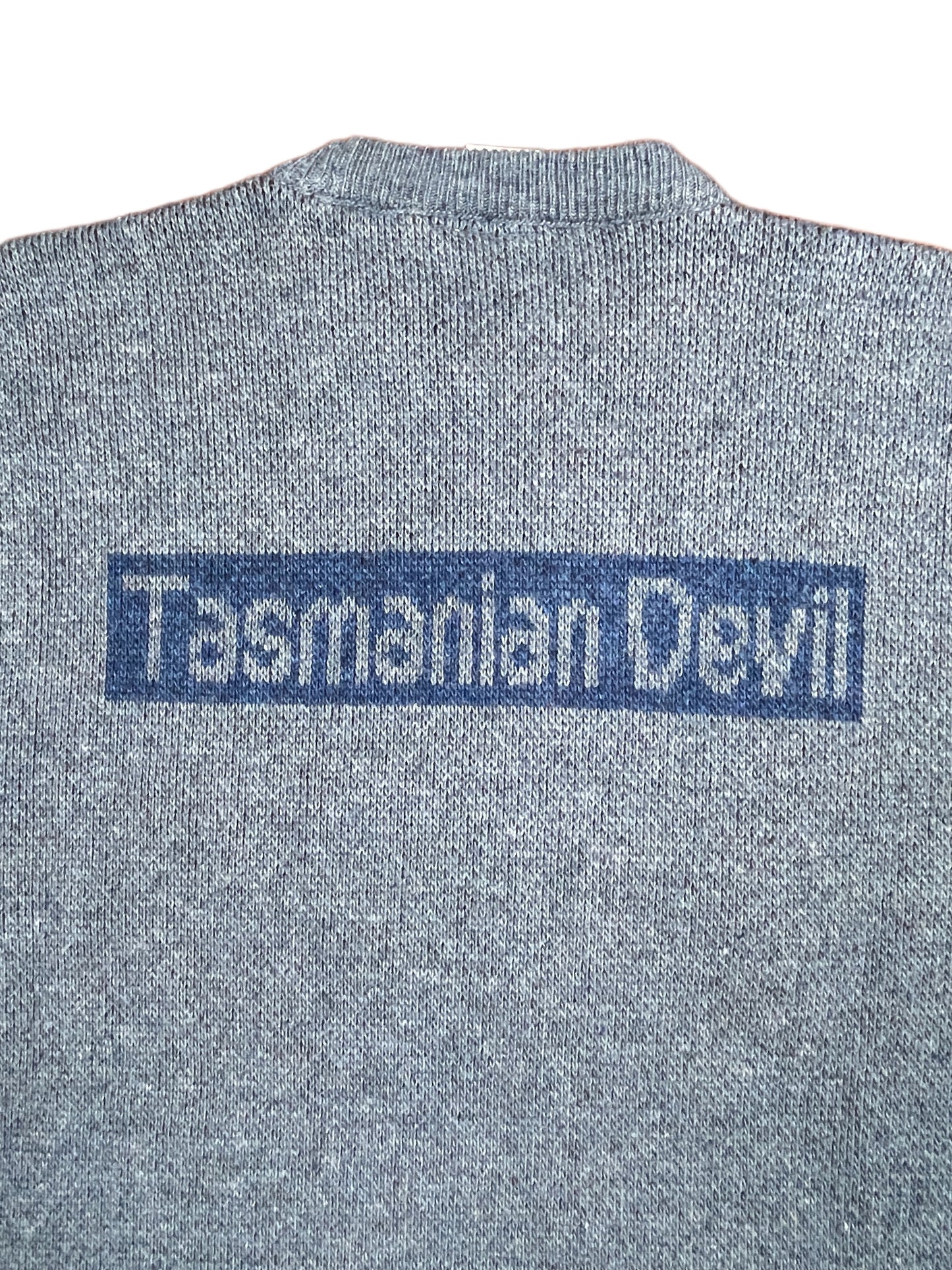 Vintage Looney Tunes 2004 Warner Bros Chunky Knitted Sweatshirt Blue Brown - L