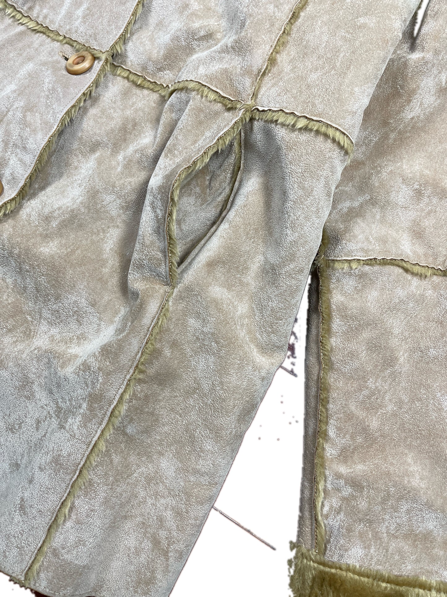 Y2k Tengxu Faux Fur Jacket Beige - L