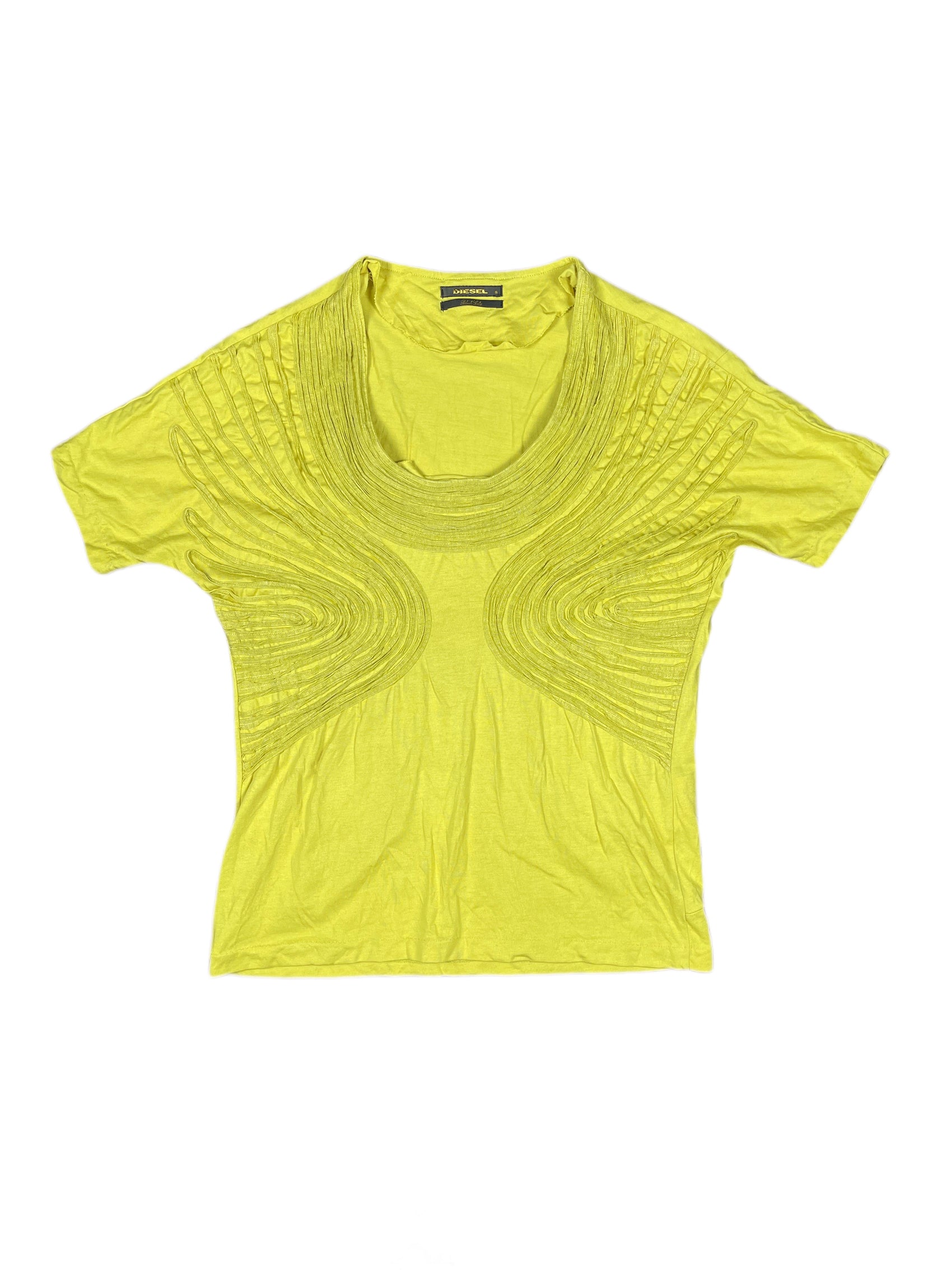Y2k Diesel Short Sleeve Top Yellow Green - S