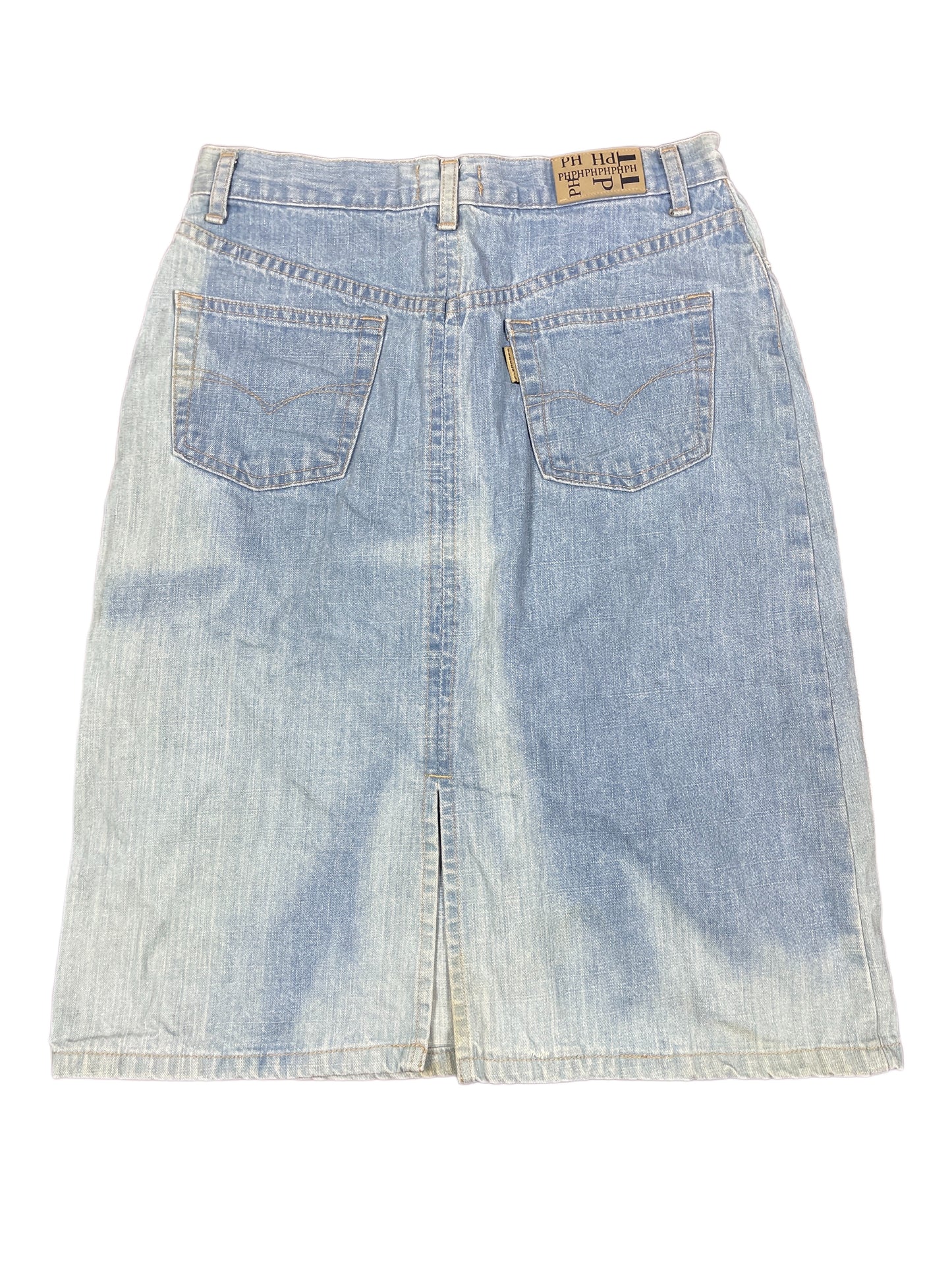 Y2k Precchio Denim Skirt Blue White - L