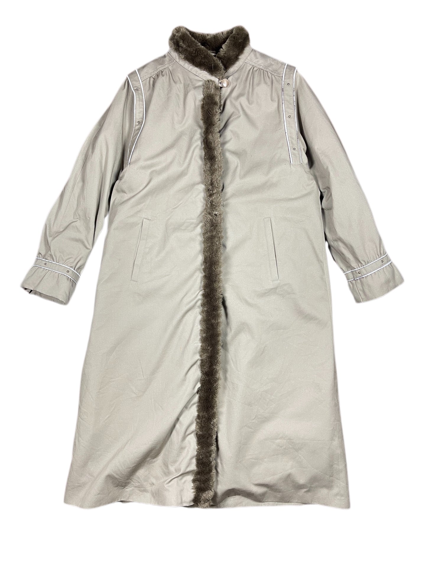 Vintage C&A Faux Fur Coat Cream Beige - M