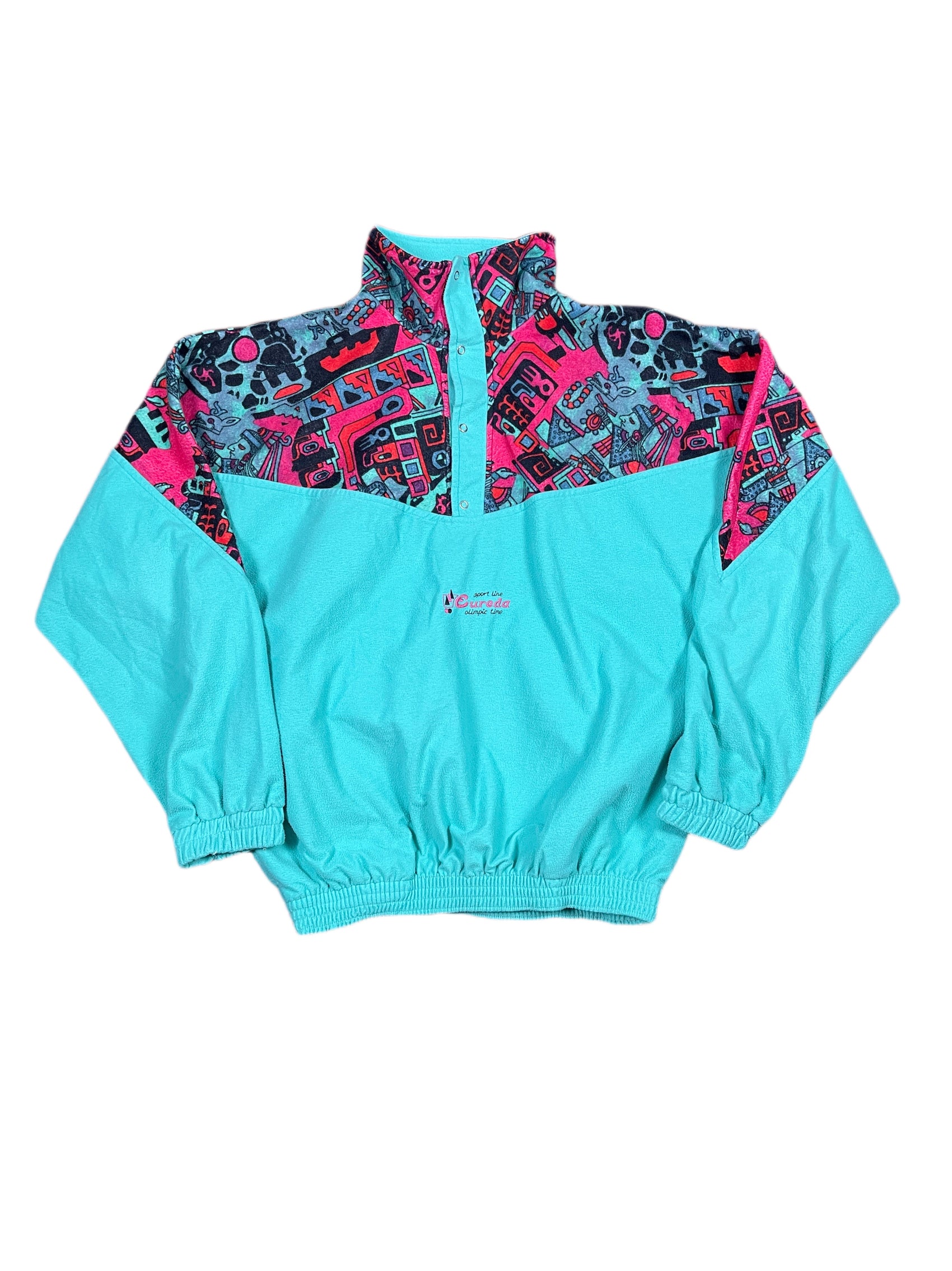 Vintage Eureda Fleece Sweatshirt Turquoise - L