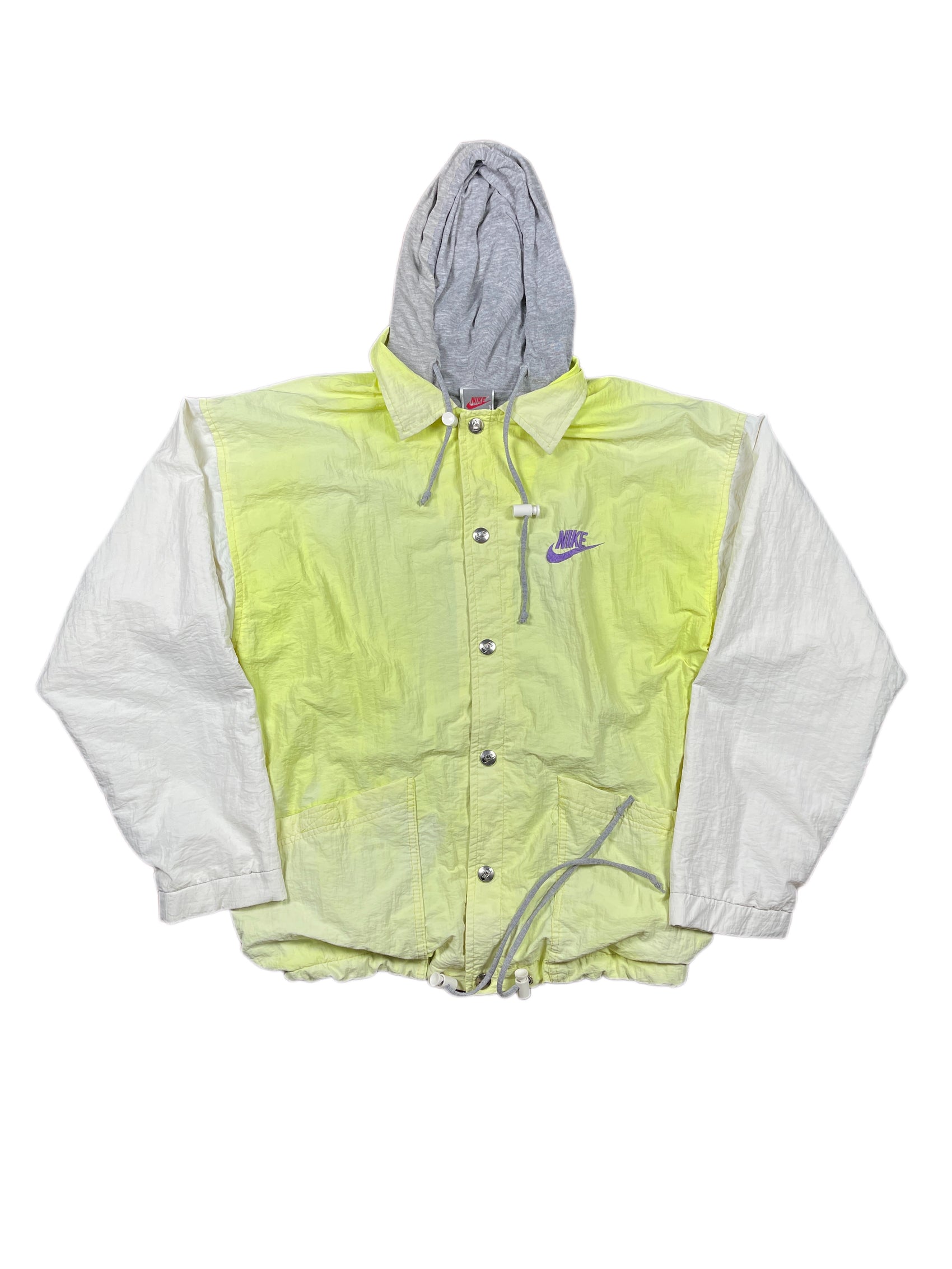 Vintage Nike 1980s Jacket Neon Yellow Gray - S