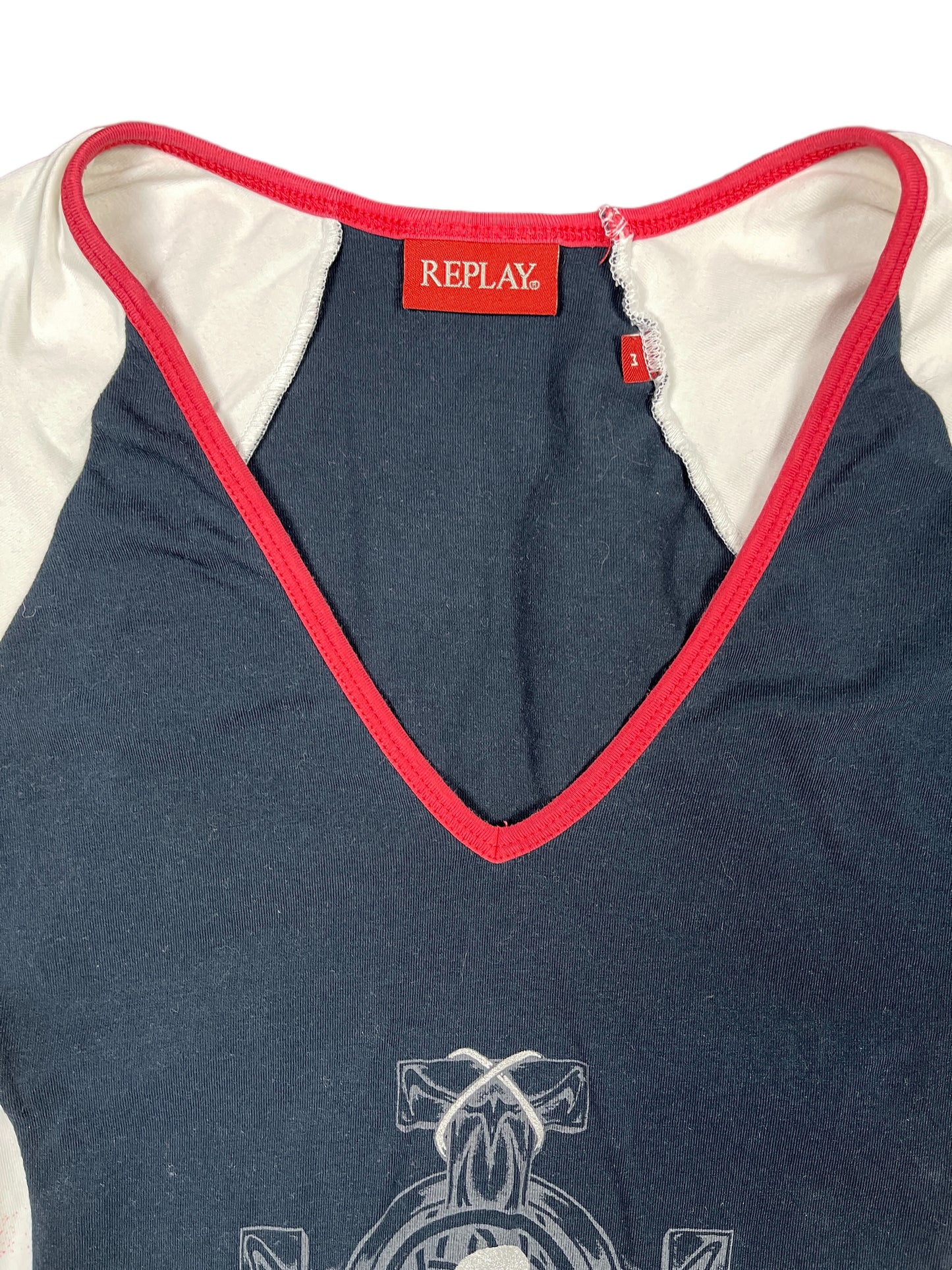 Y2k Replay Sleeveless Top Black White - M