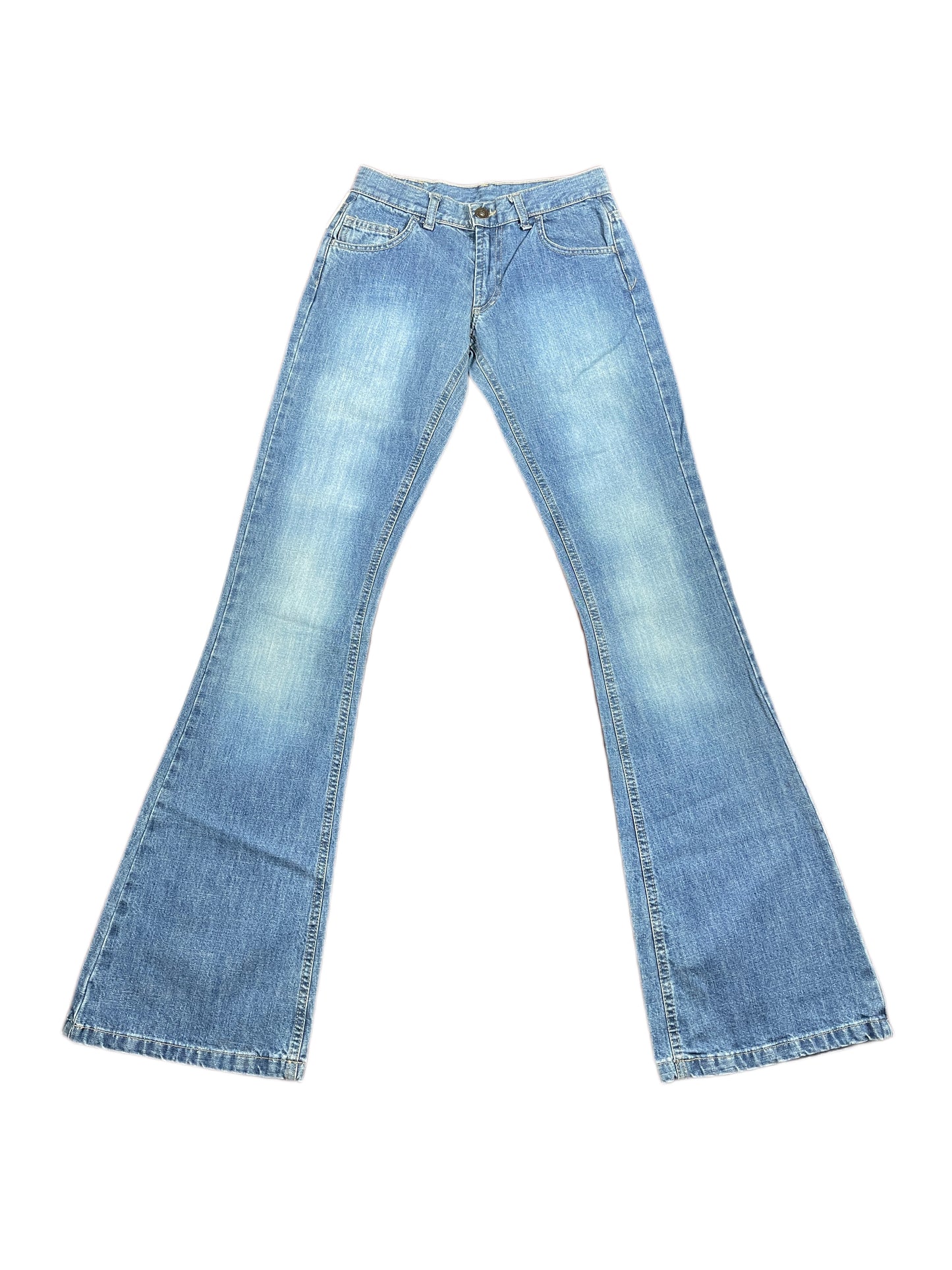 Y2k Celtic Low Waist Flared Denim Pants Blue - XS