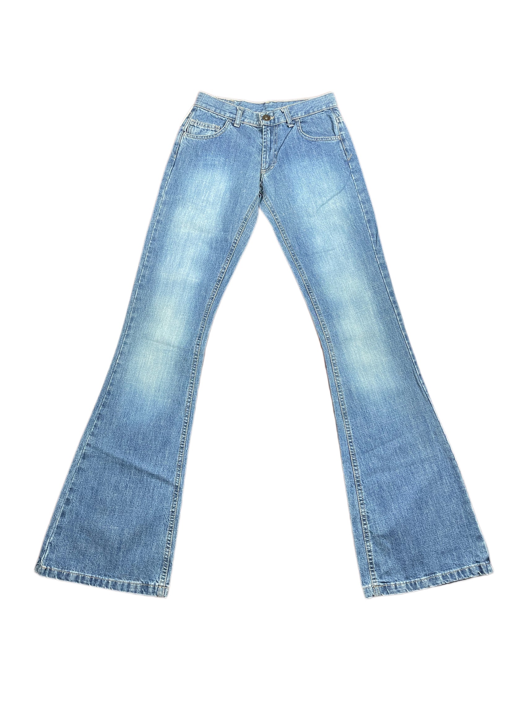 Y2k Celtic Low Waist Flared Denim Pants Blue - XS
