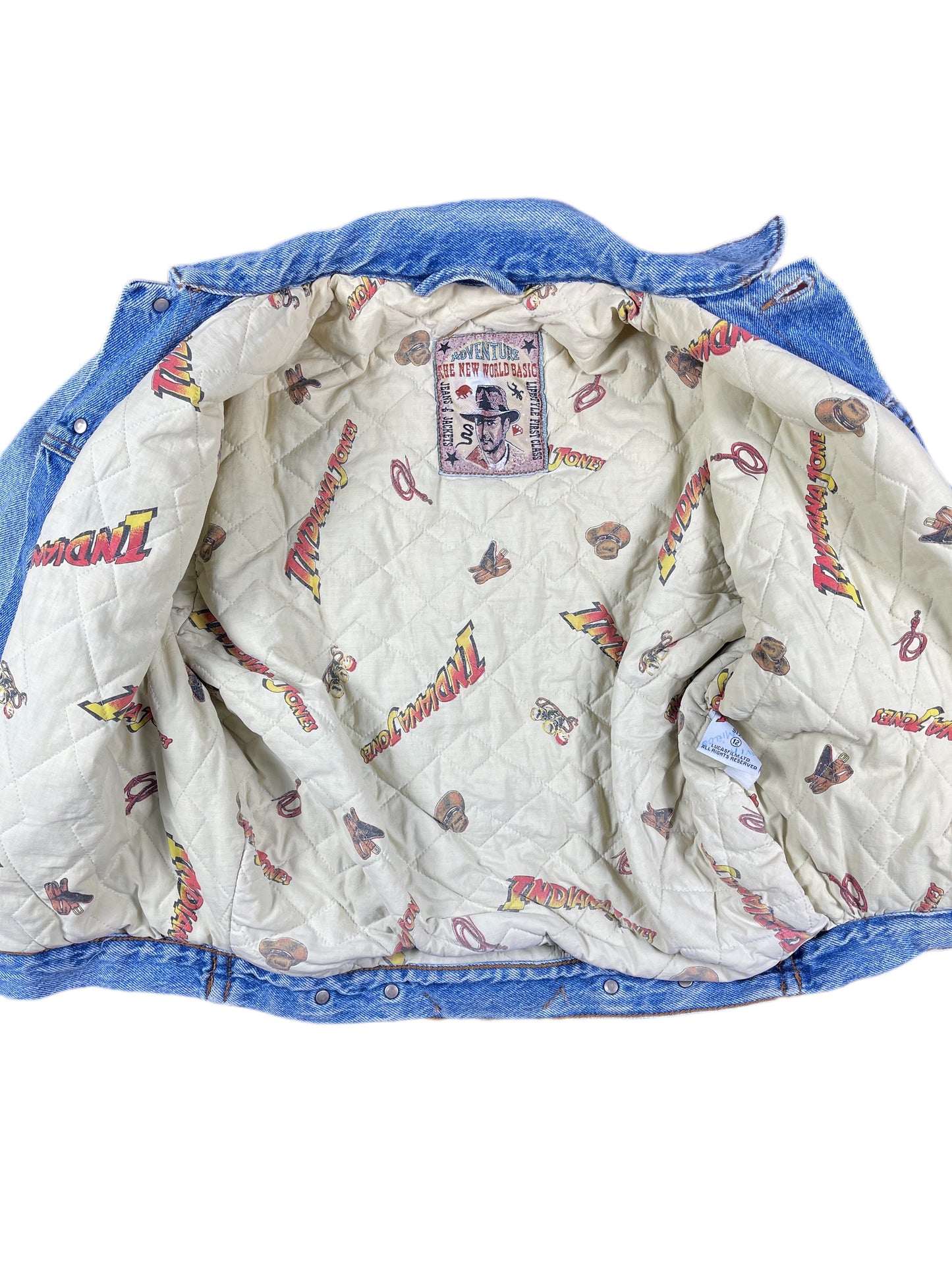 Vintage 1989 Indiana Jones Denim Jacket Passage to India Blue - XS