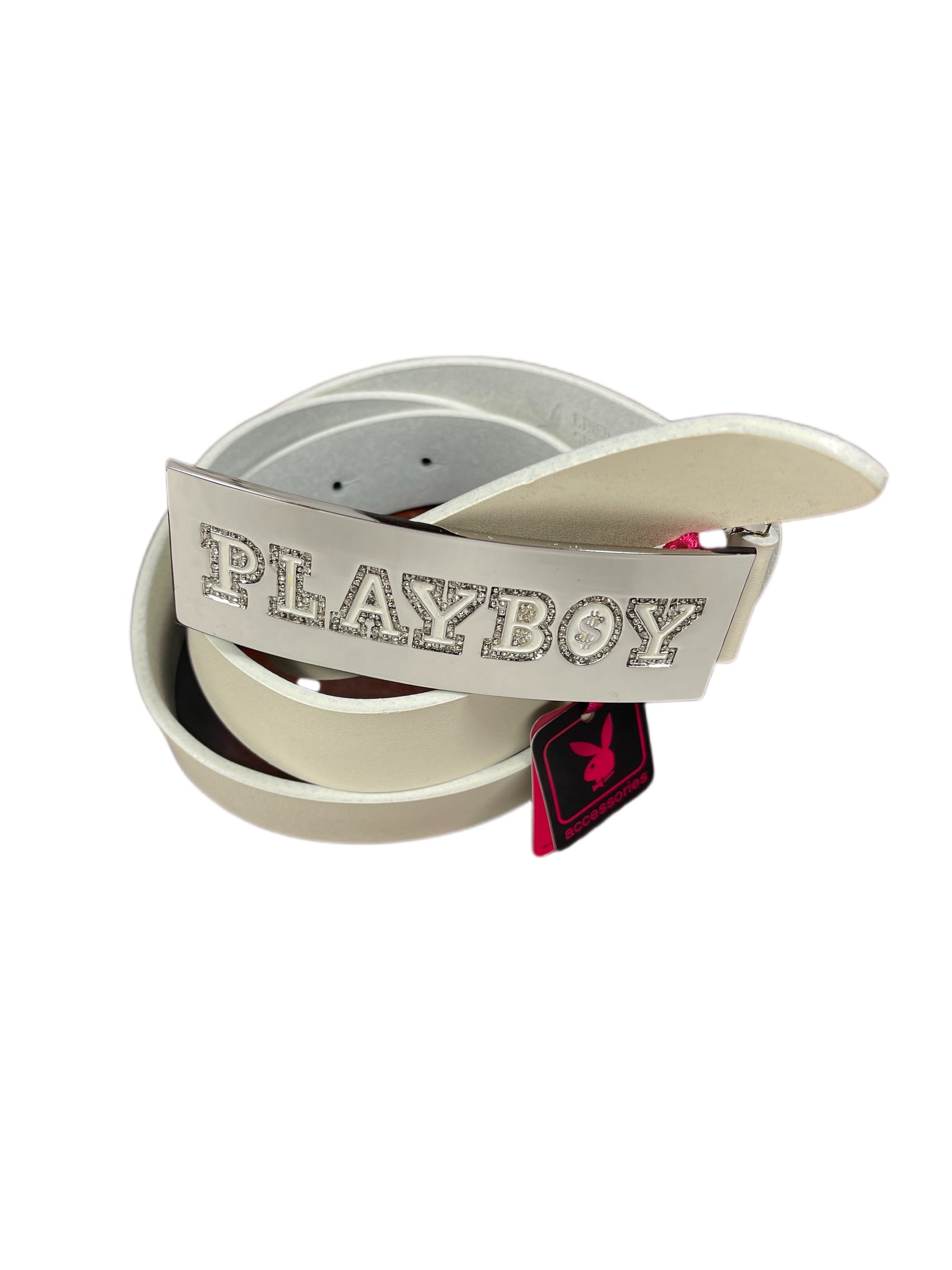 Y2k Playboy Leather Belt White 2004