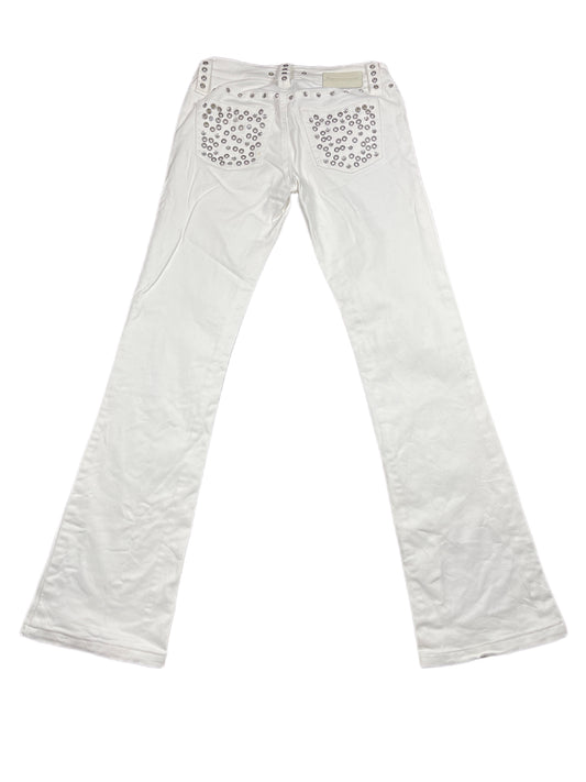 Y2k Fornarina 2000s Bootcut Low Waist Denim Pants White - S/M