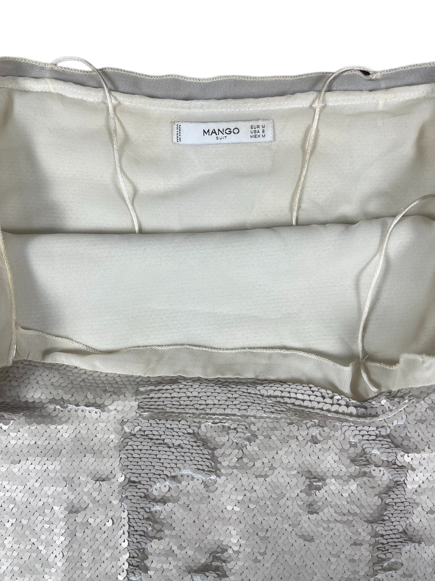 Mango Sequins Sleeveless Dress Silver - M