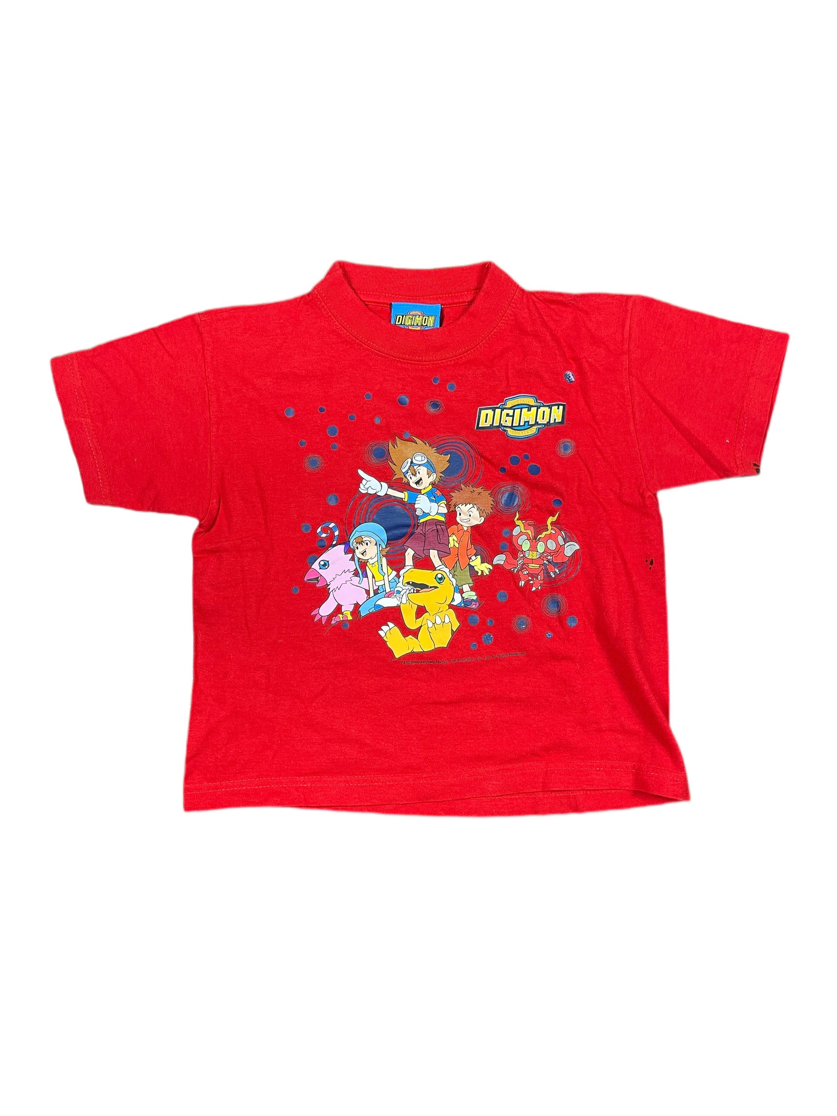 Vintage Digimon 2000 Baby Tee T-Shirt Red - XXS