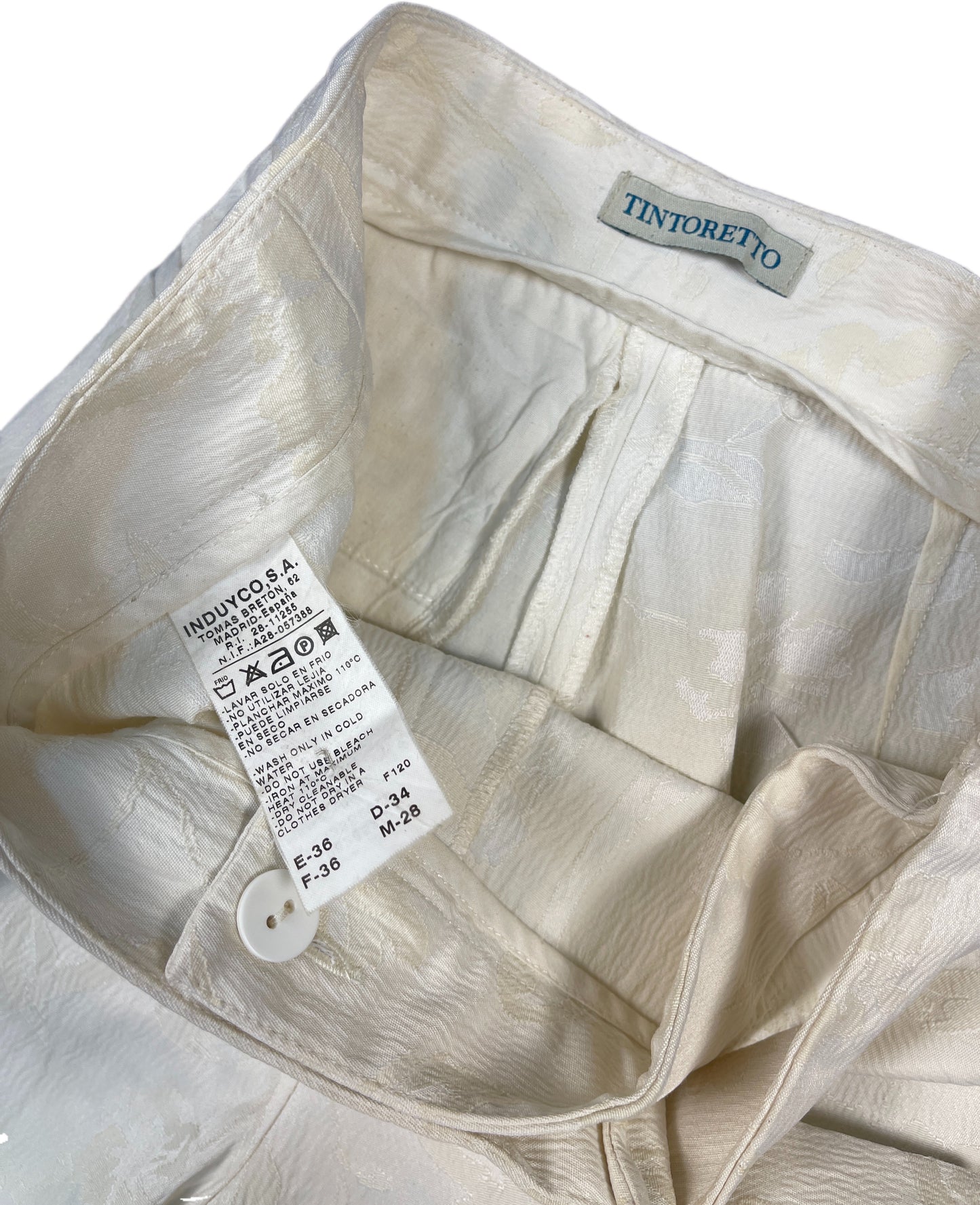 Vintage Tintoretto Pants White Cotton Blend XS