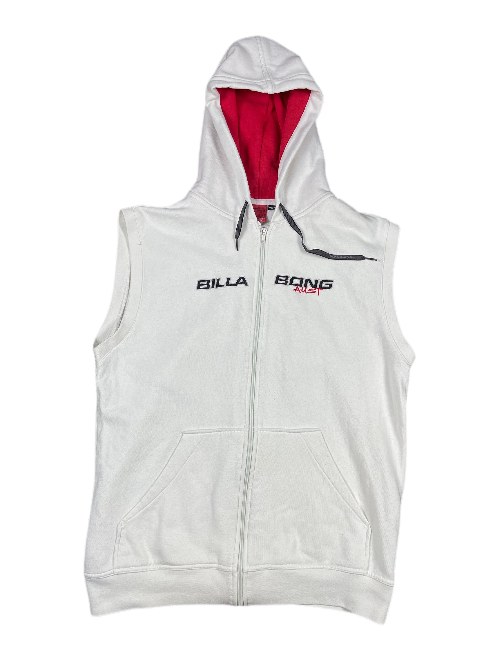 Y2k Billabong Hoodie Vest White Red - L
