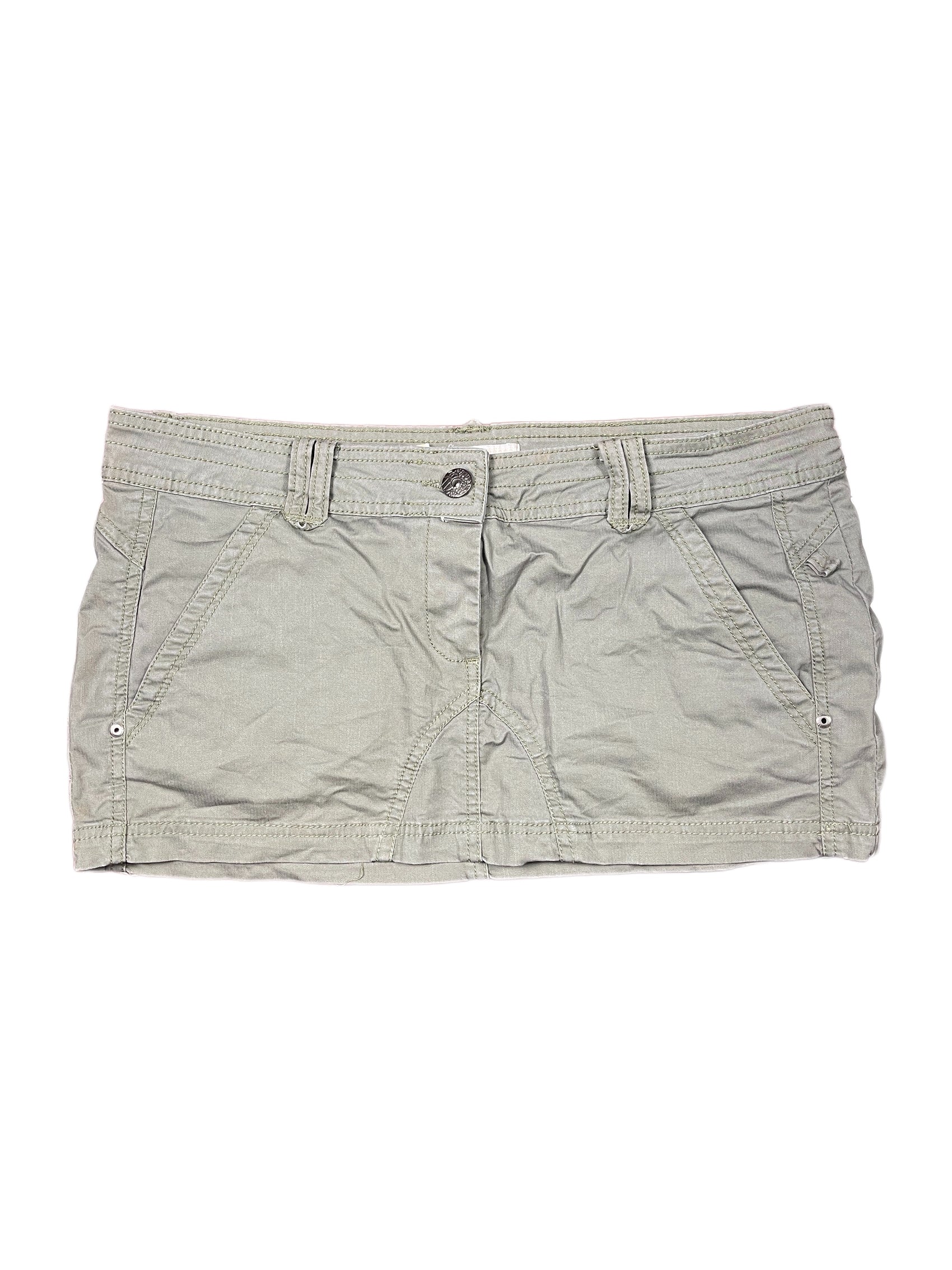 Y2k Trf Low Waist Mini Skirt Khaki - L