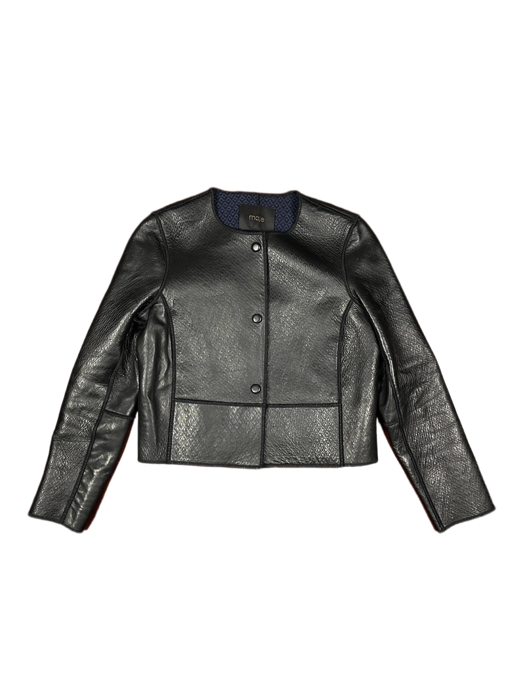 Maje Leather Jacket Black - M