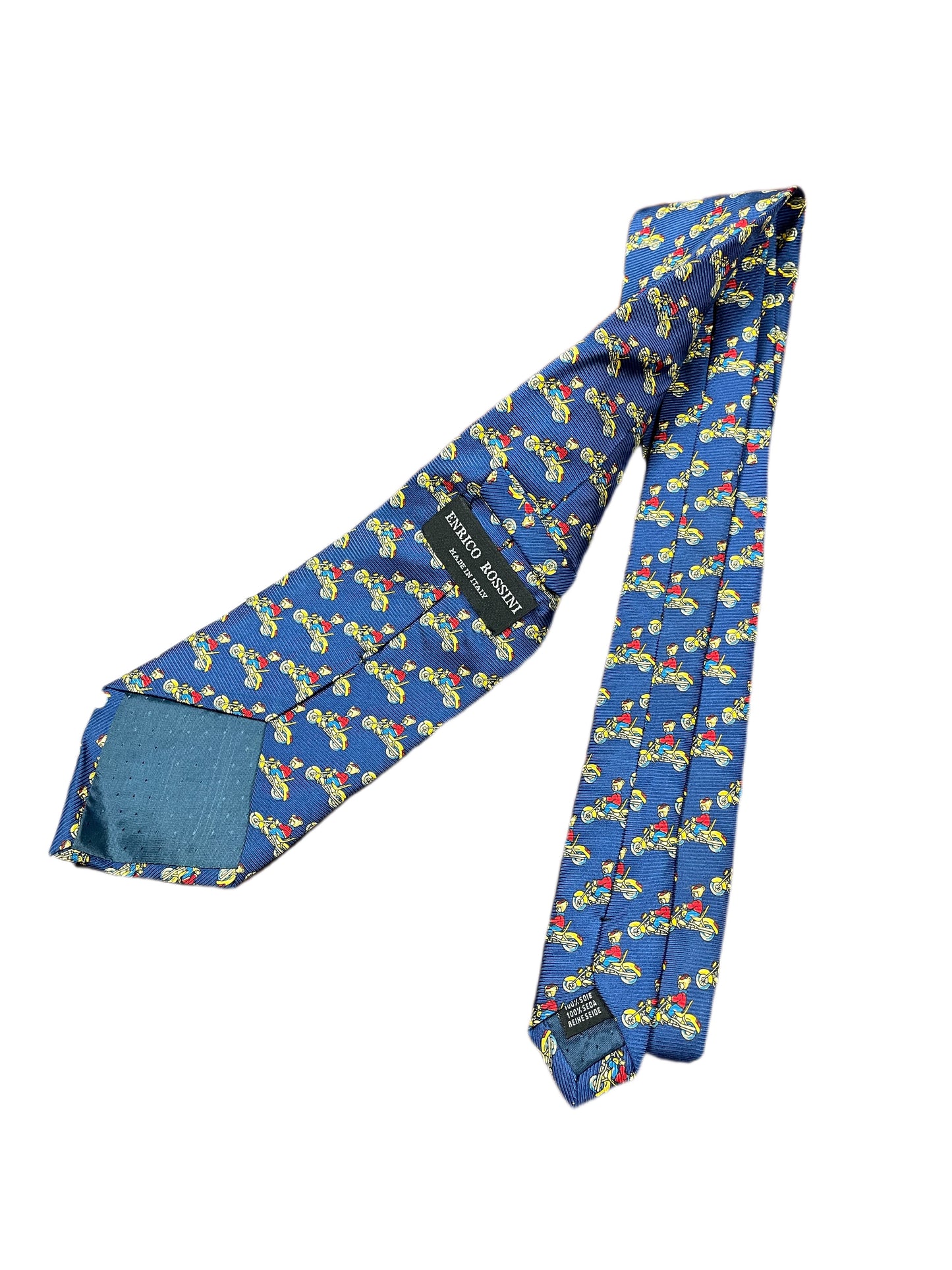 Vintage Enrico Rossini Silk Tie Scooter Navy