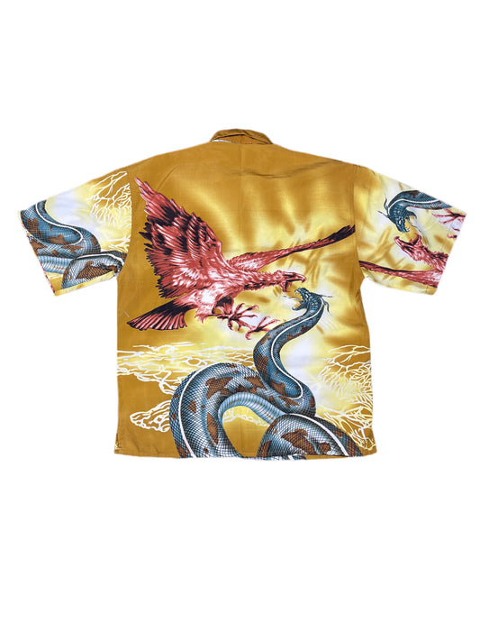 Y2k Brother Short Sleeve Snake Phoenix Shirt Gold - XL