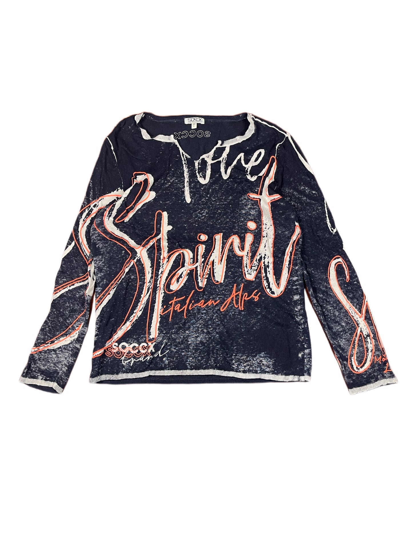 Y2k Soccx 2000s Long Sleeve Top Navy White L