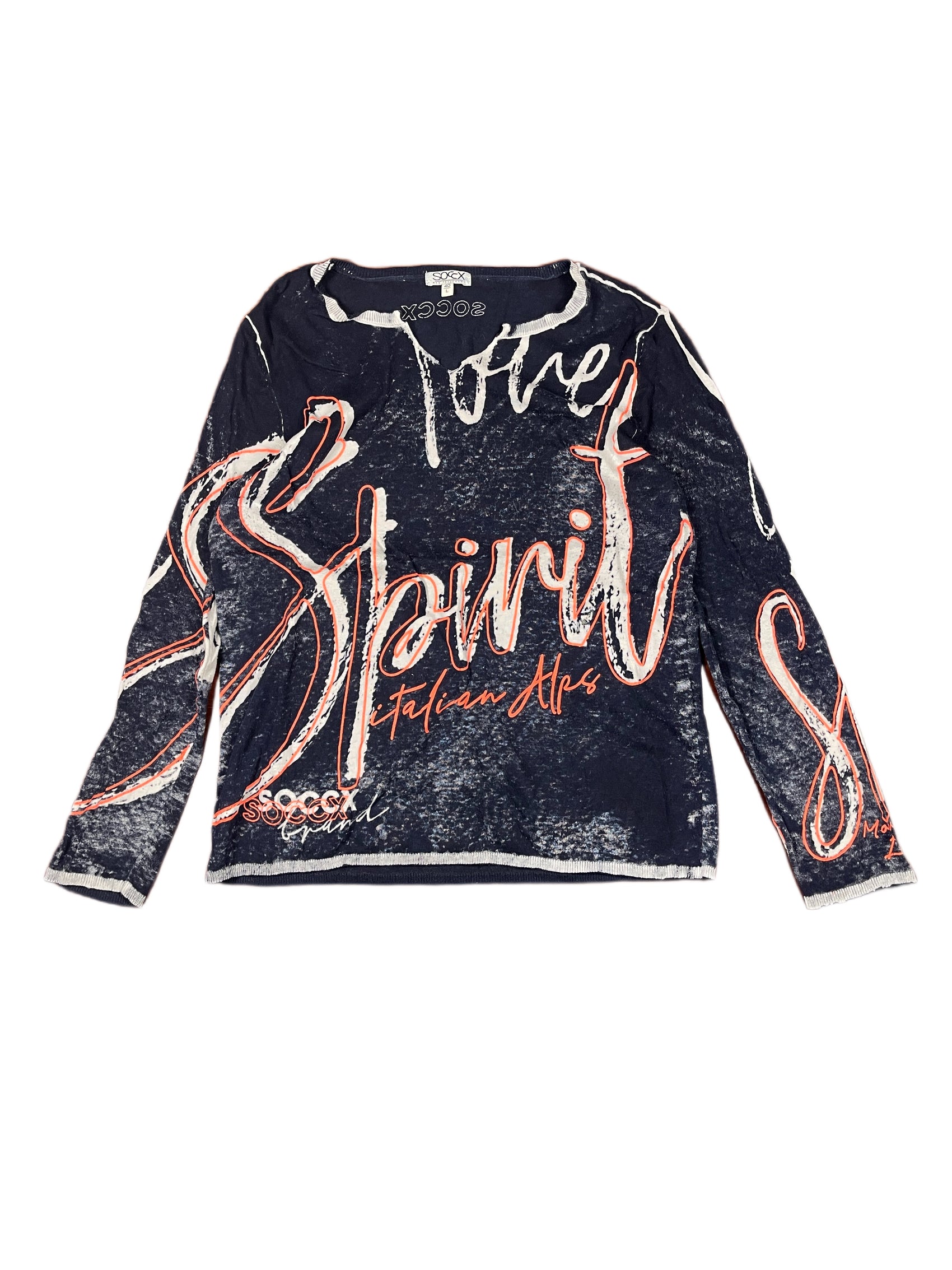 Y2k Soccx 2000s Long Sleeve Top Navy White L