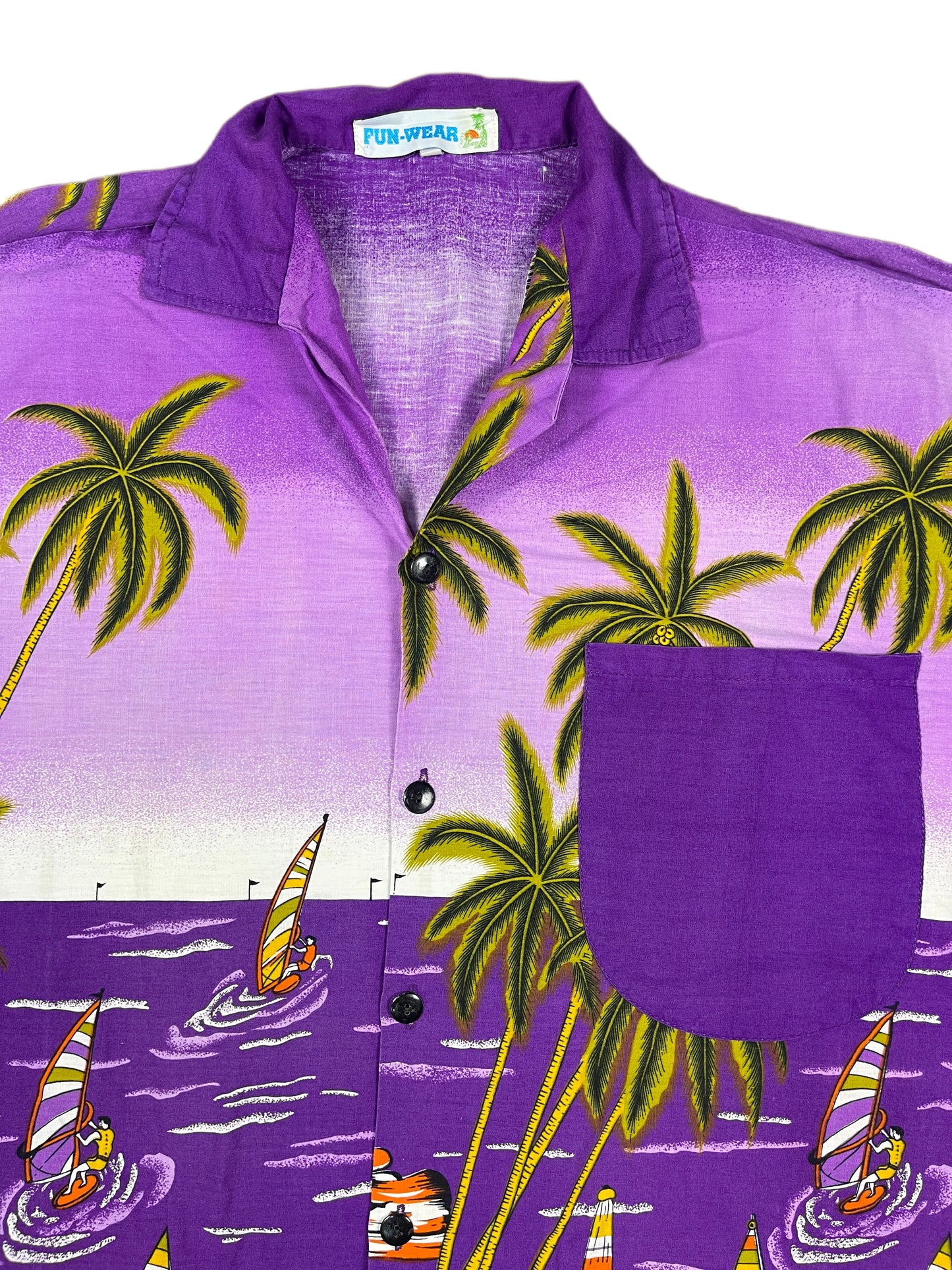 Vintage Fun-Wear Summer Short Sleeve Shirt Purple - XL/XXL