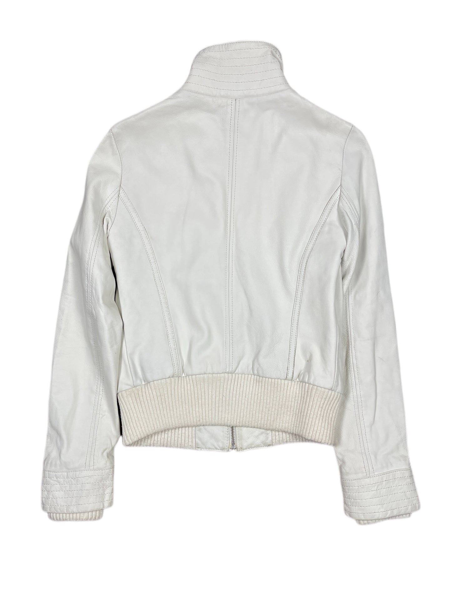Y2k Mango Leather Jacket White - XS