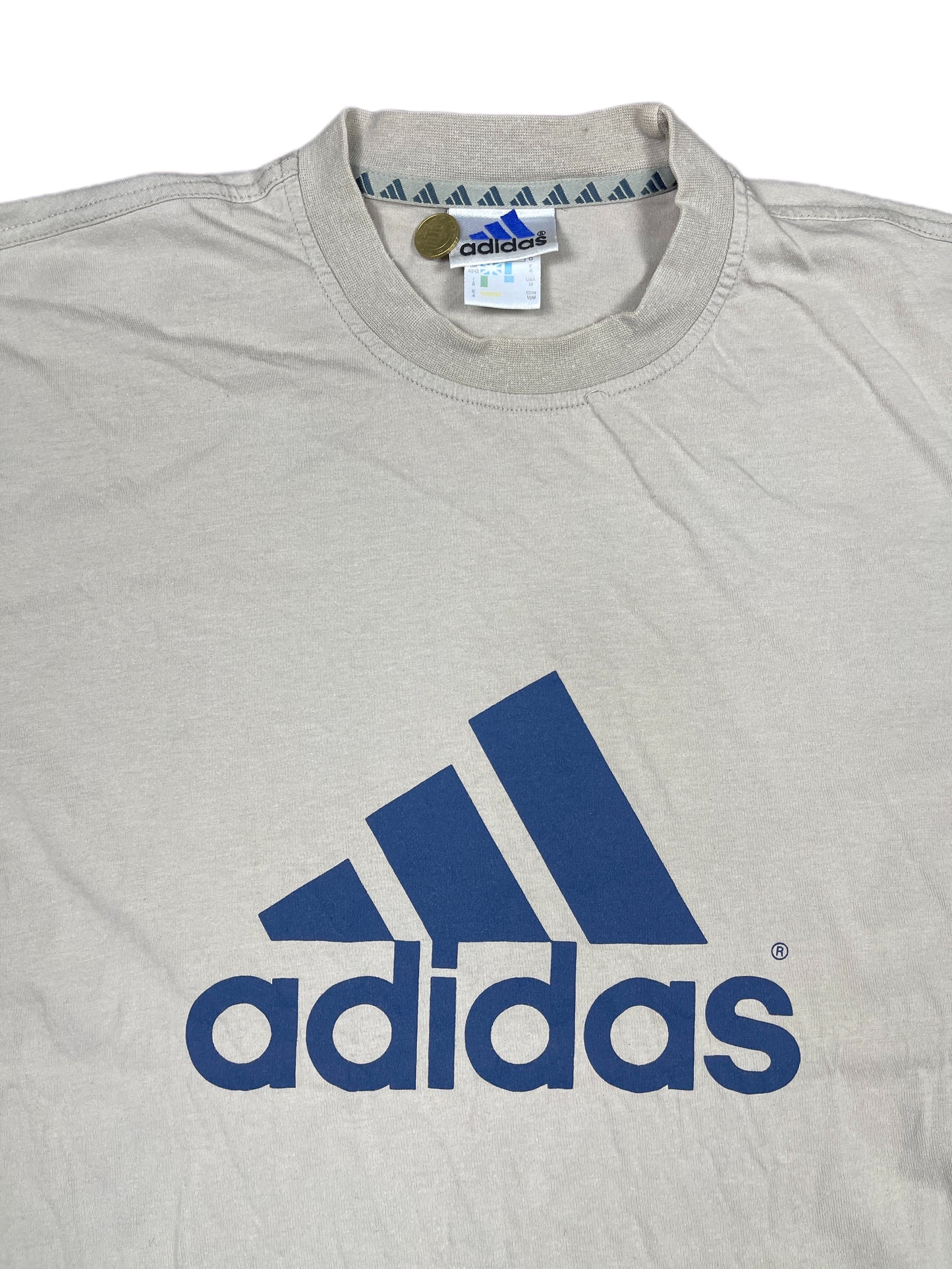 Vintage Adidas T-Shirt Gray Cream - L