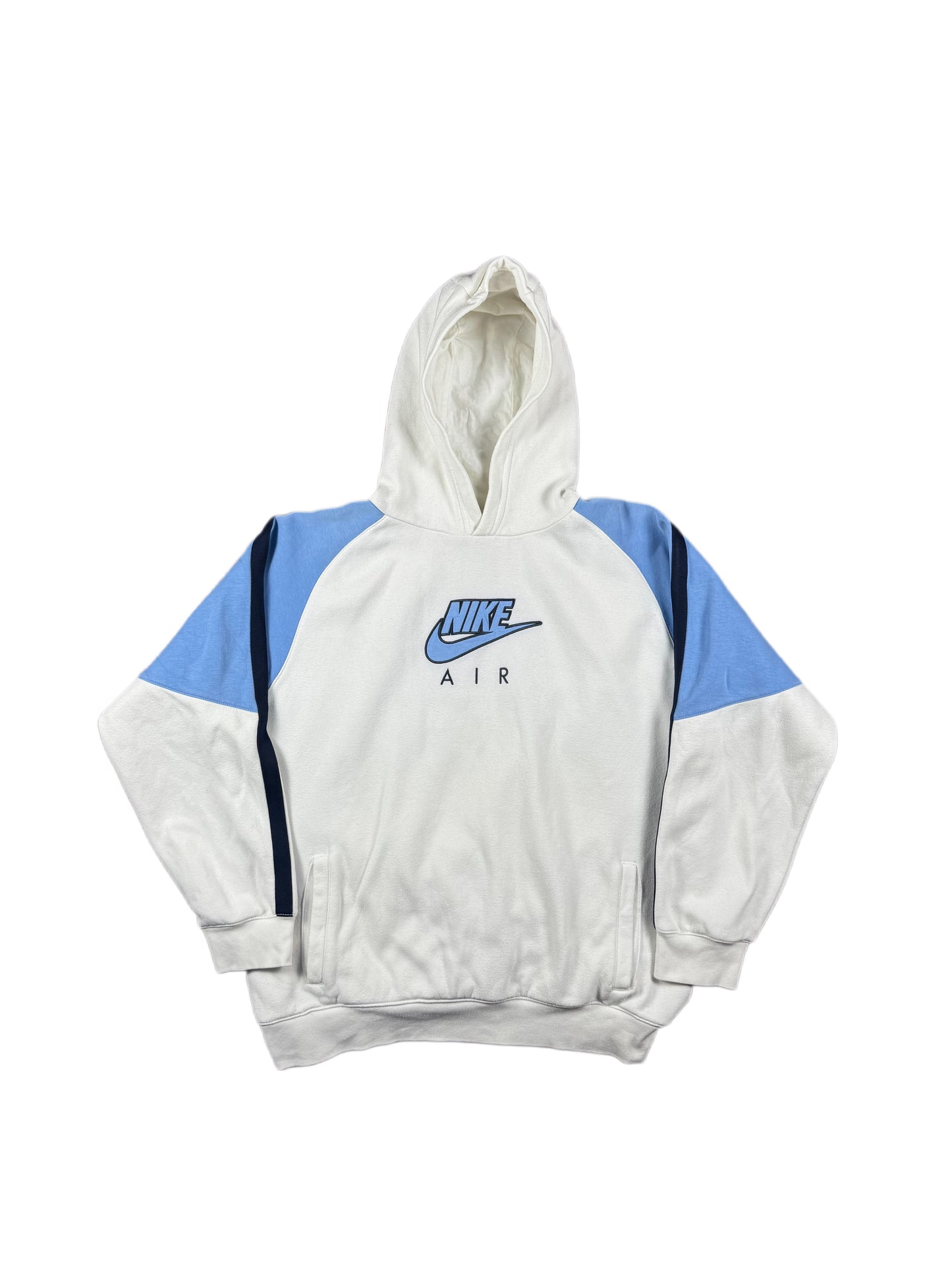 Vintage Nike Hoodie White Blue - L