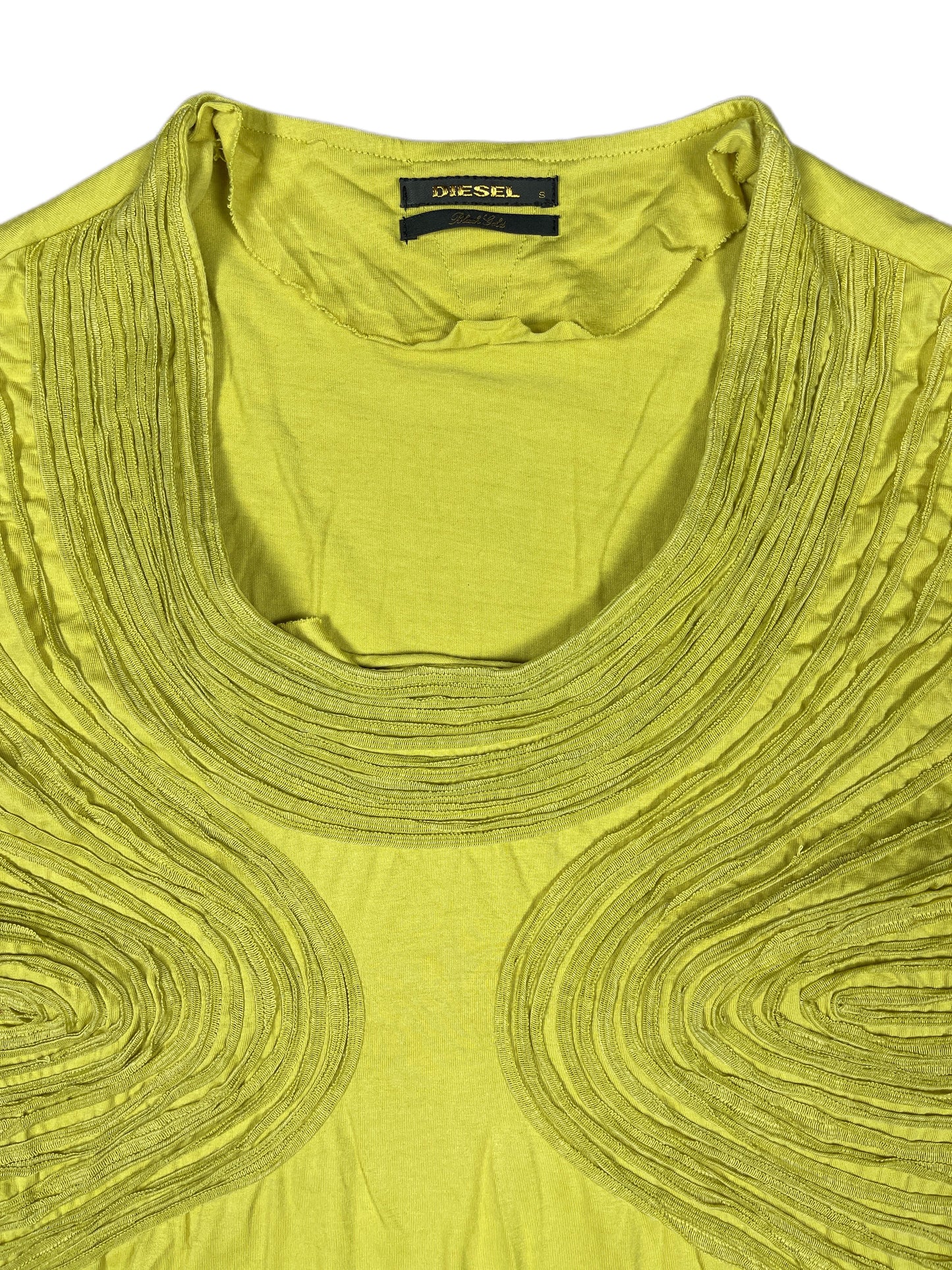 Y2k Diesel Short Sleeve Top Yellow Green - S