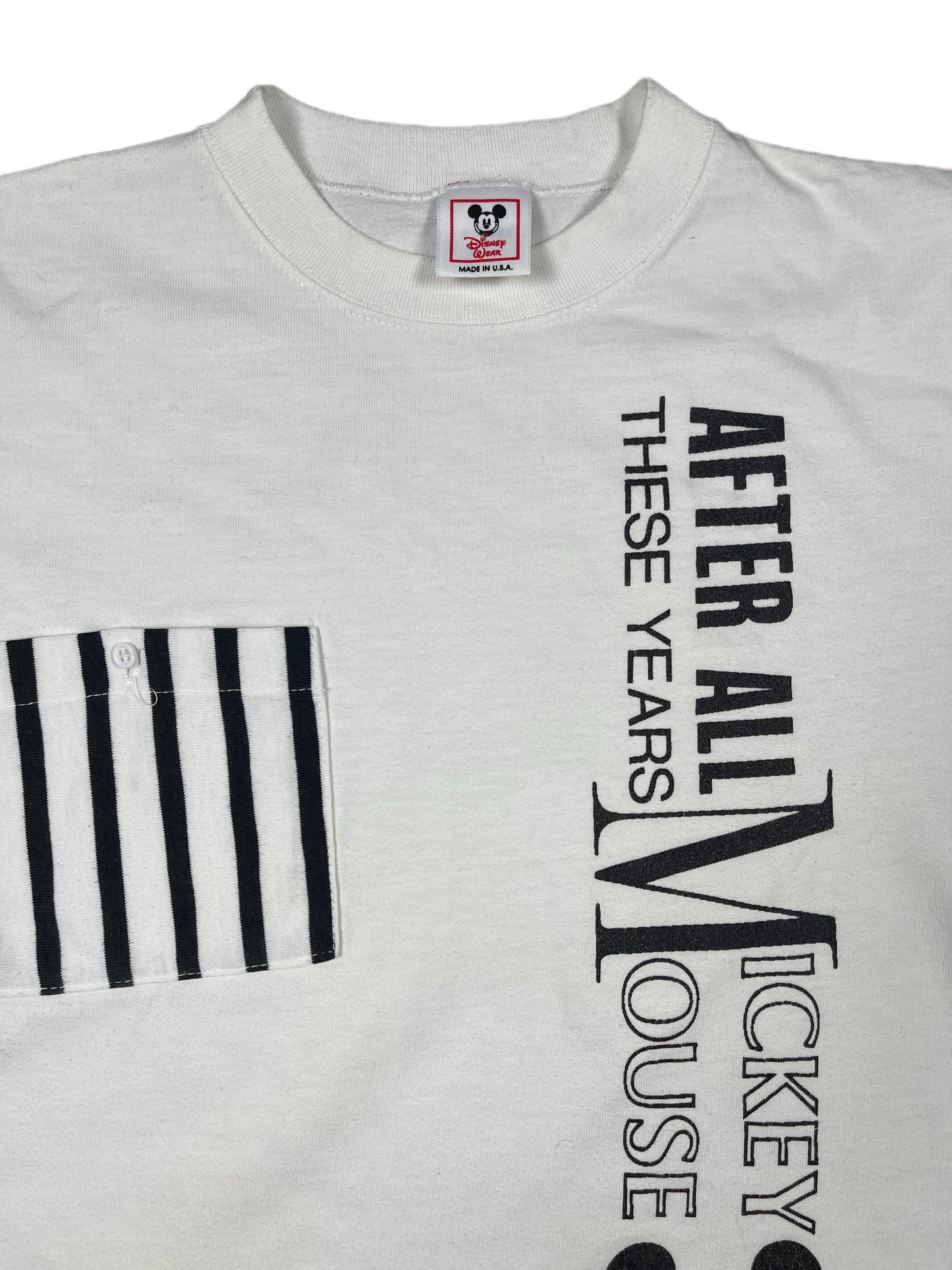 Vintage Disney 1980s Mickey Mouse Boxy T-Shirt White Black - M