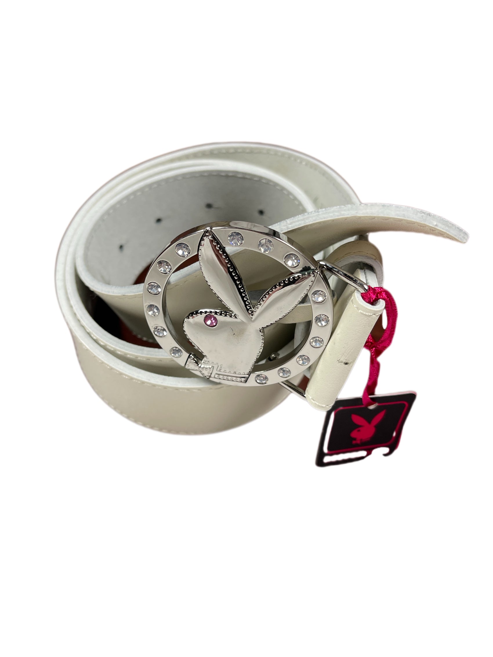 Y2k Playboy Leather Belt White 2004