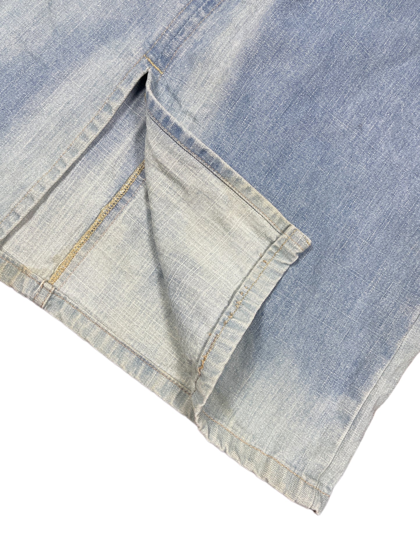 Y2k Precchio Denim Skirt Blue White - L
