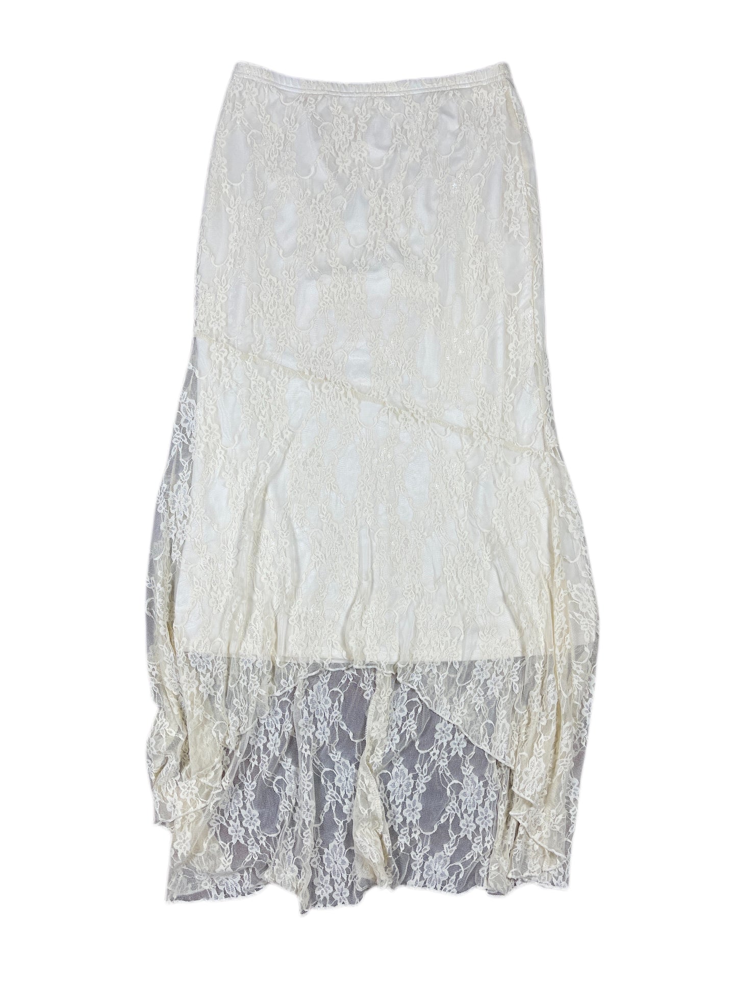 Y2k Long See Through Skirt Cream - L