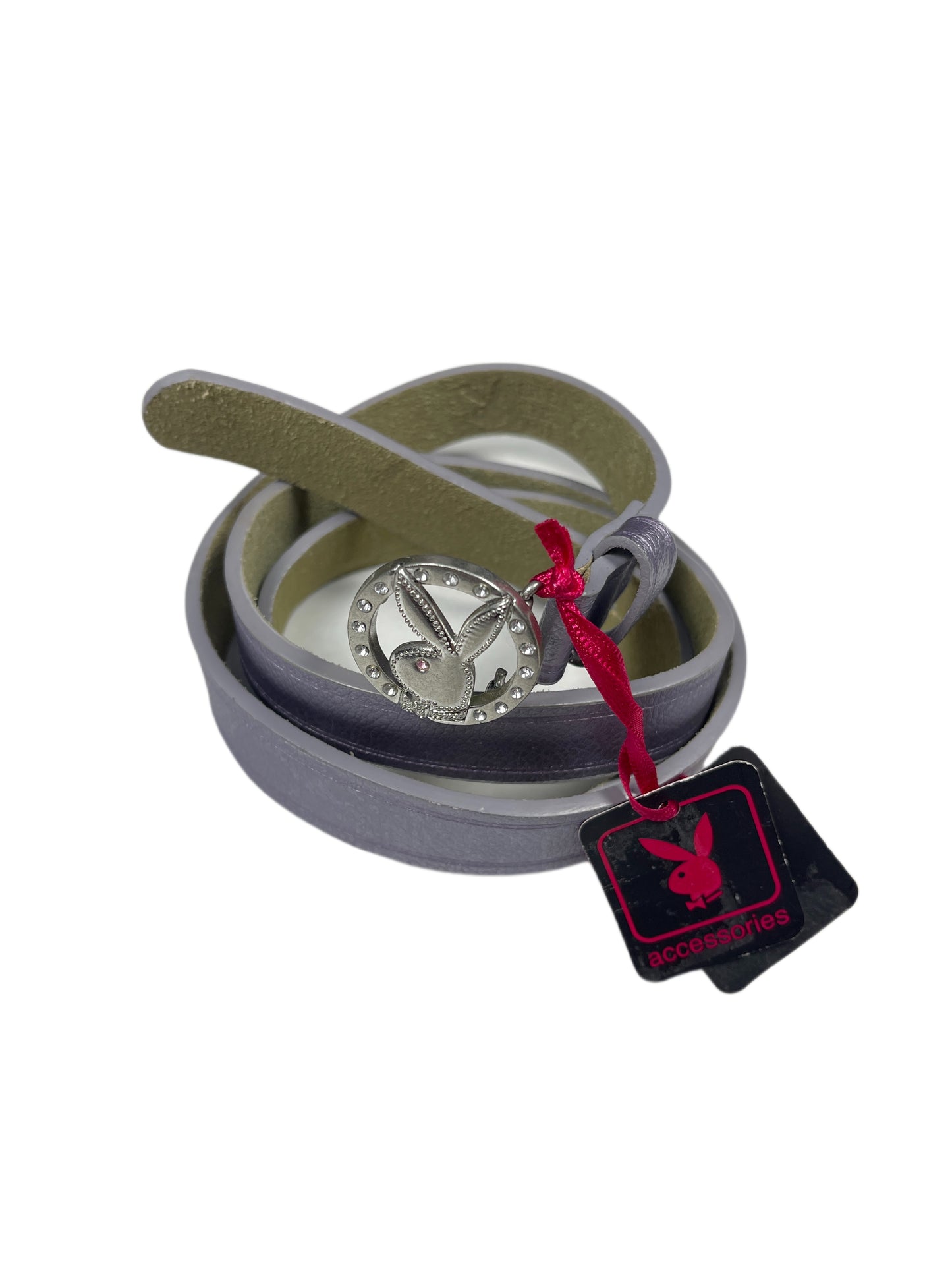 Y2k Playboy Leather Belt Metallic Blue 2004