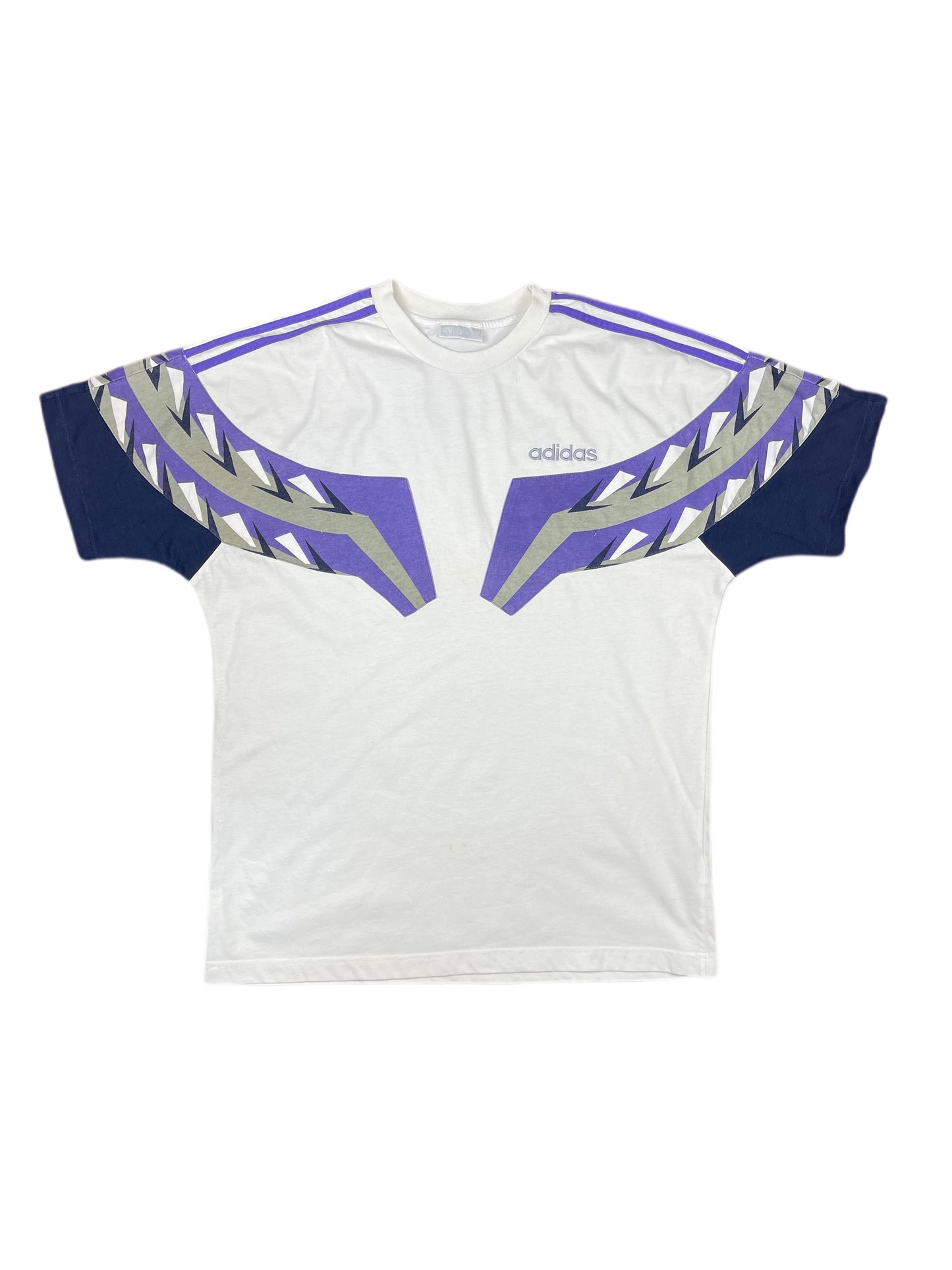 Vintage Adidas T-Shirt White Purple - L