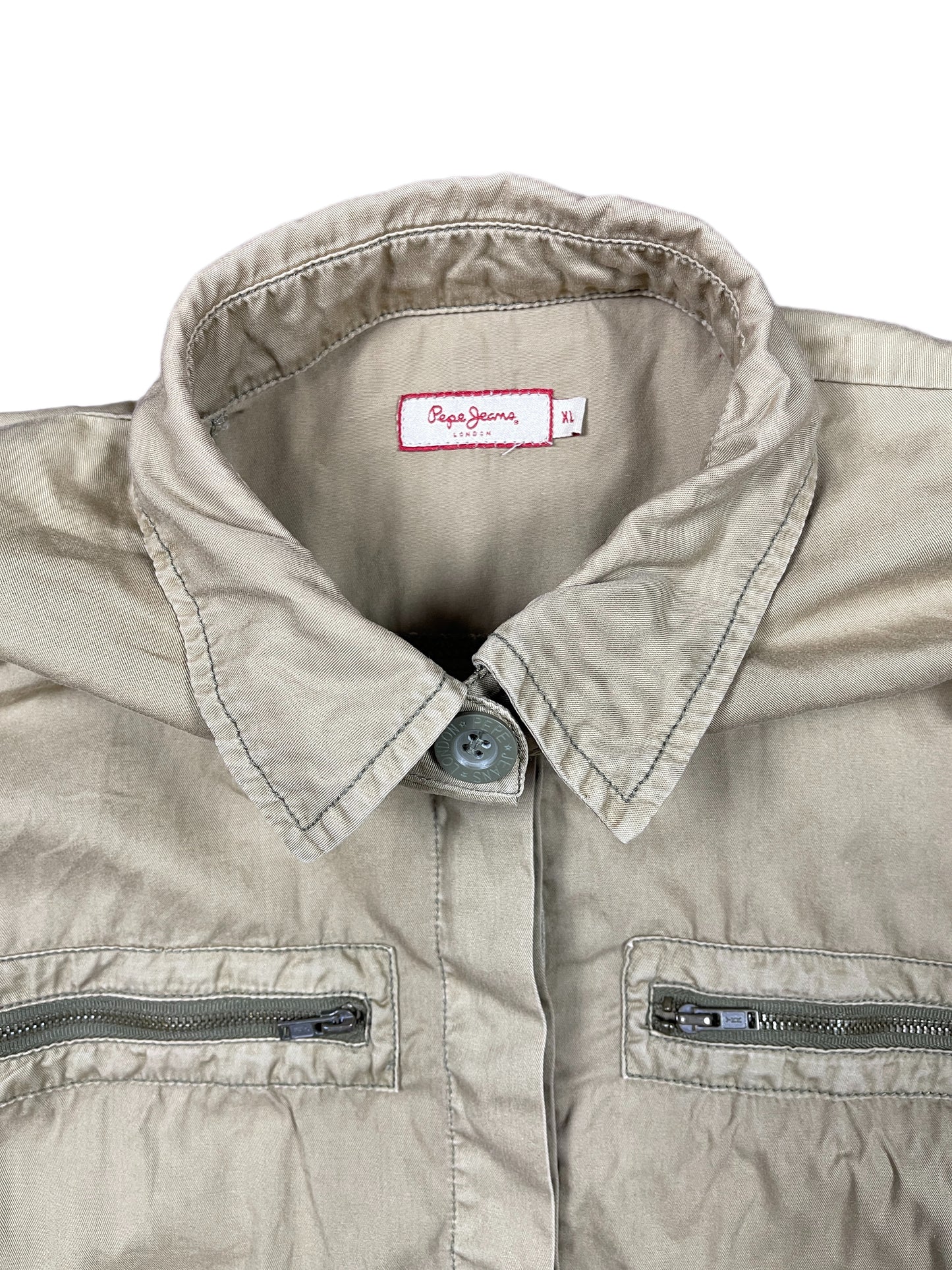 Y2k Pepe Jeans Short Sleeve Thin Jacket Beige - XL