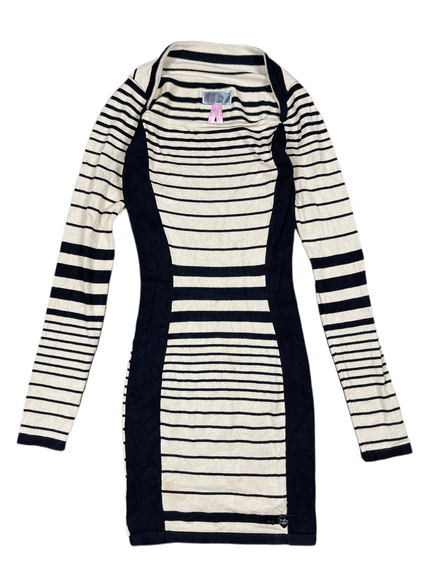 Lipsy London Longsleeve Dress Striped Black Cream - XS