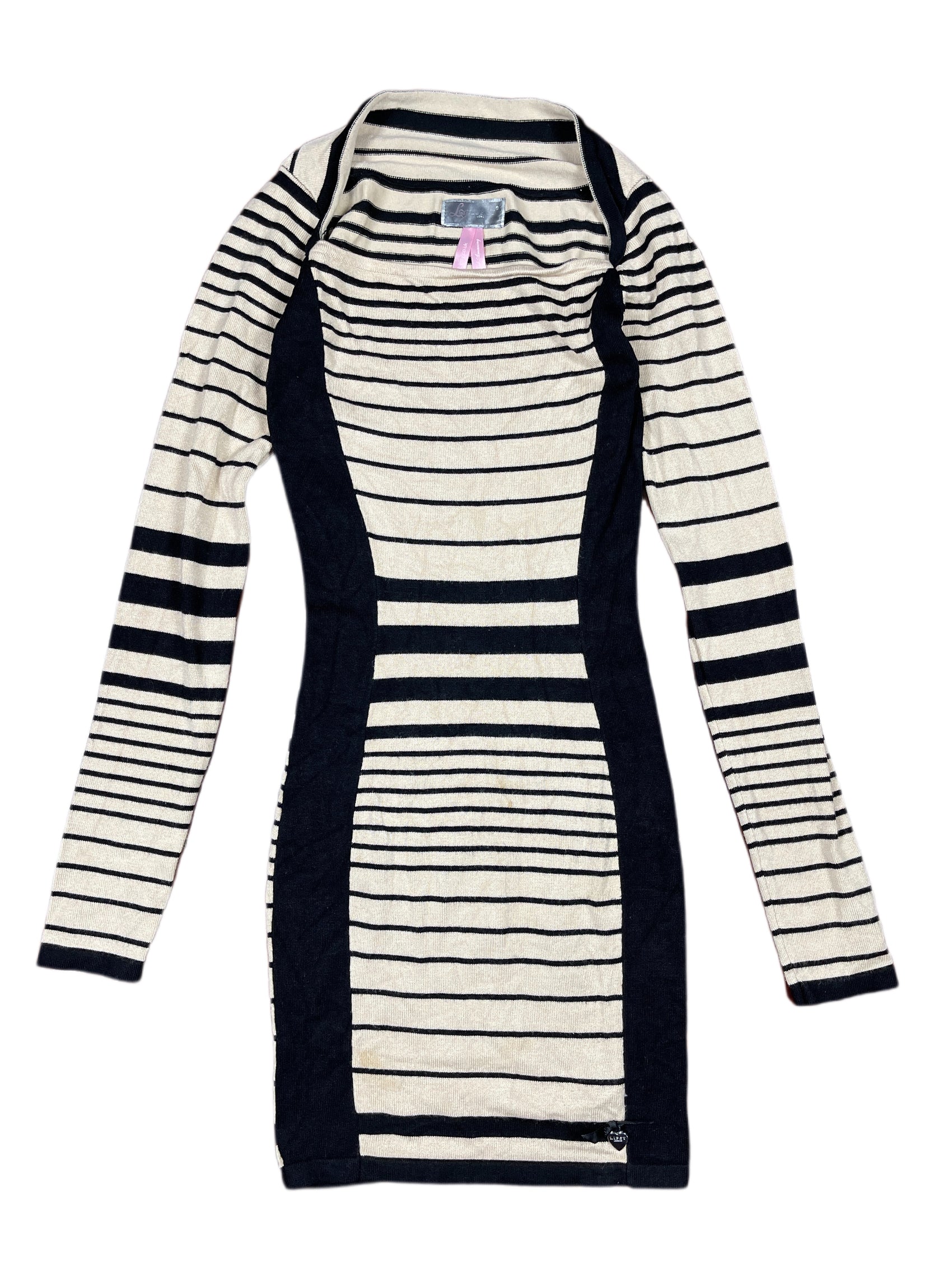 Lipsy London Longsleeve Dress Striped Black Cream - XS