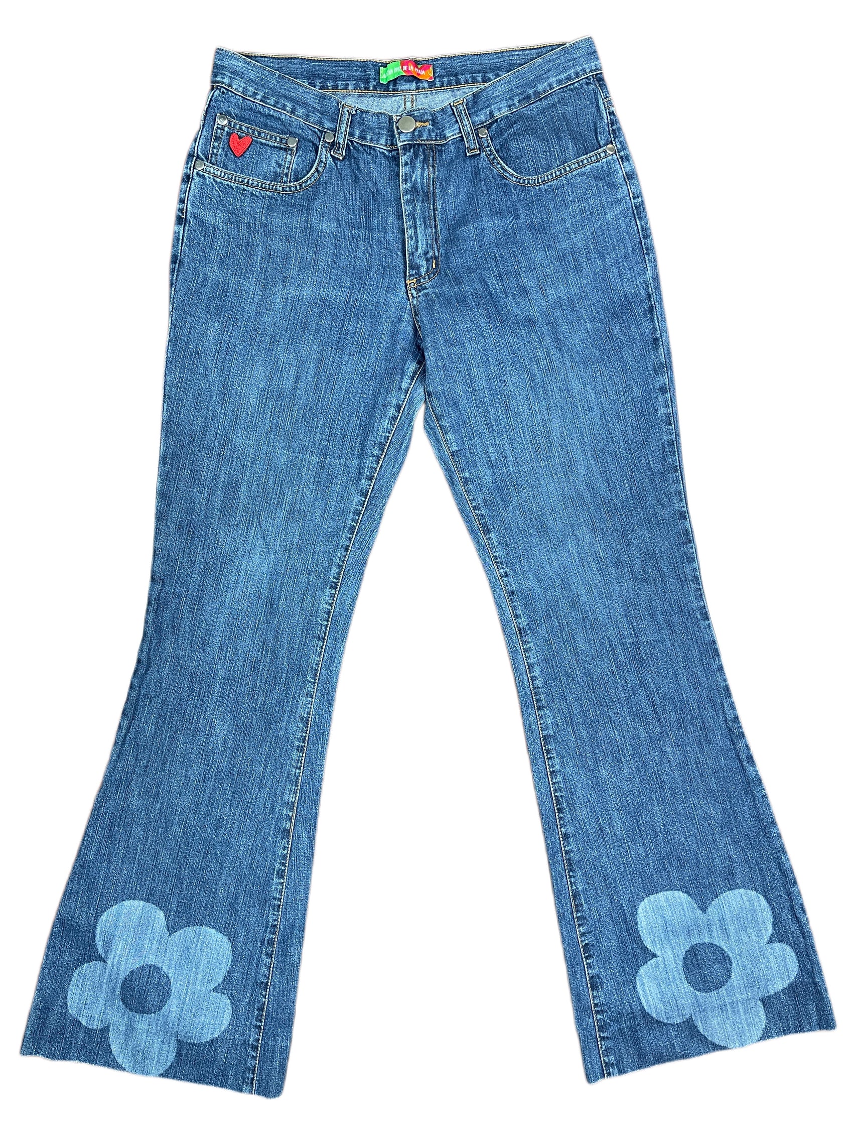 Y2k Agatha Ruiz de la Prada Flared Jeans Denim Pants Blue - L