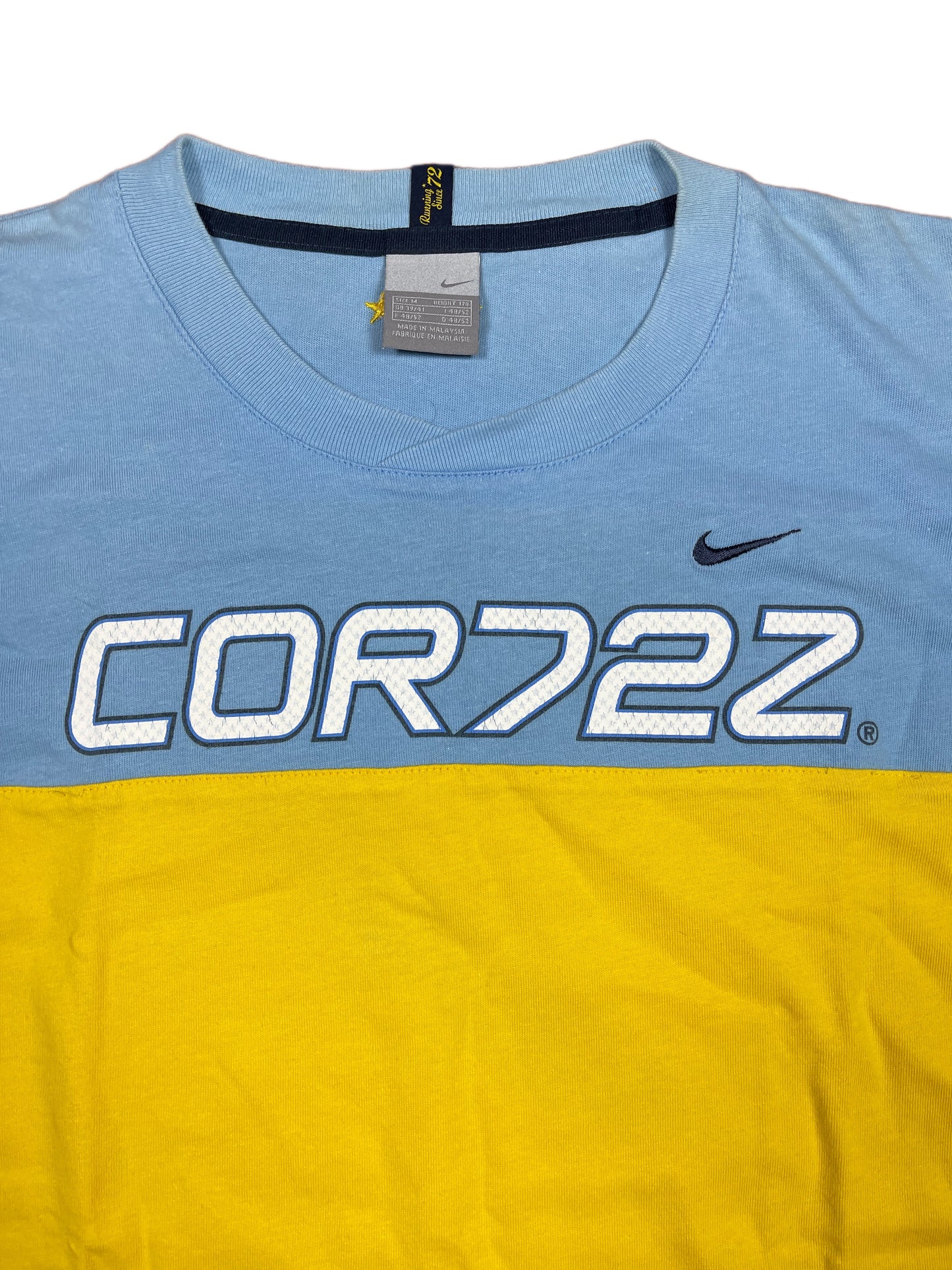 Y2k 2000s Nike Cor72z t-Shirt Yellow Blue M