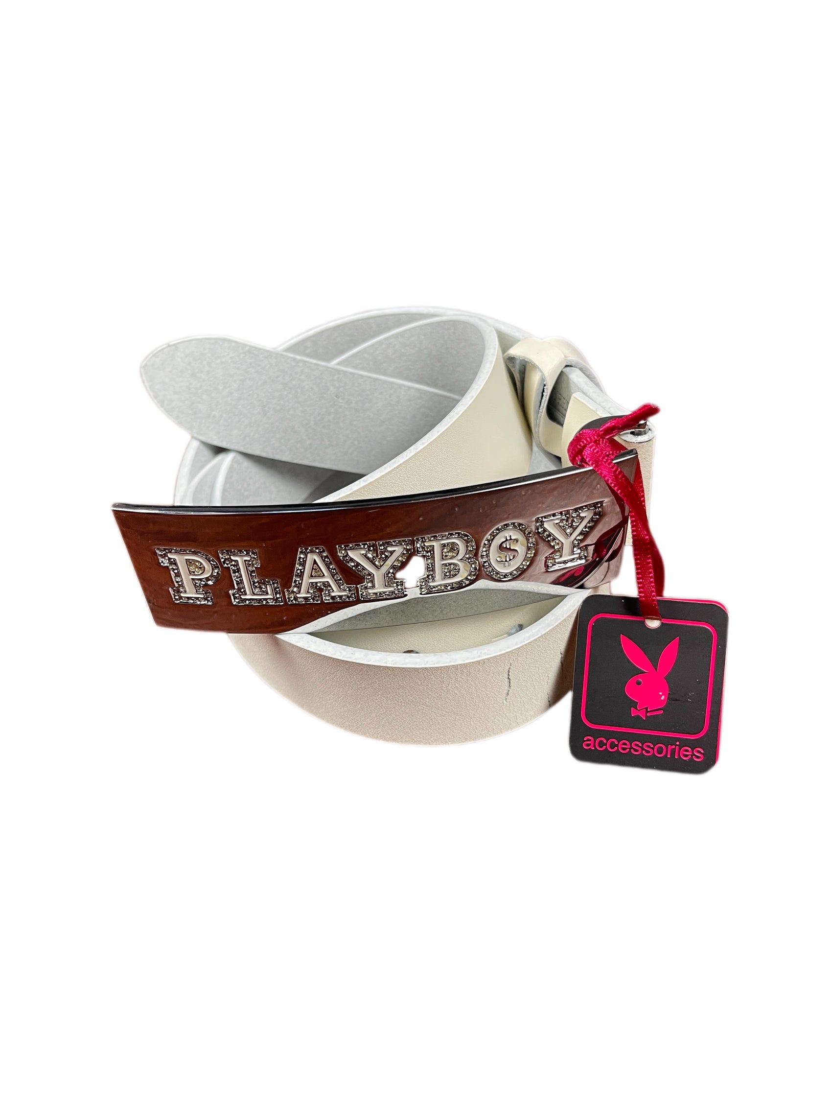 Y2k Playboy Leather Plug Belt White 2004