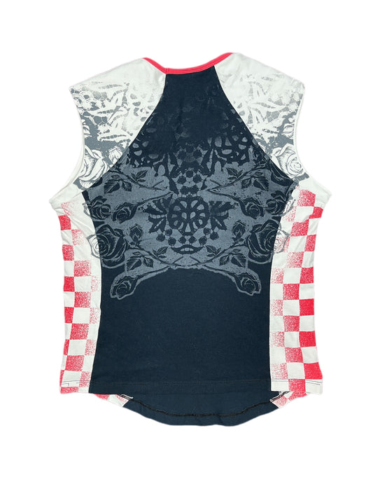 Y2k Replay Sleeveless Top Black White - M