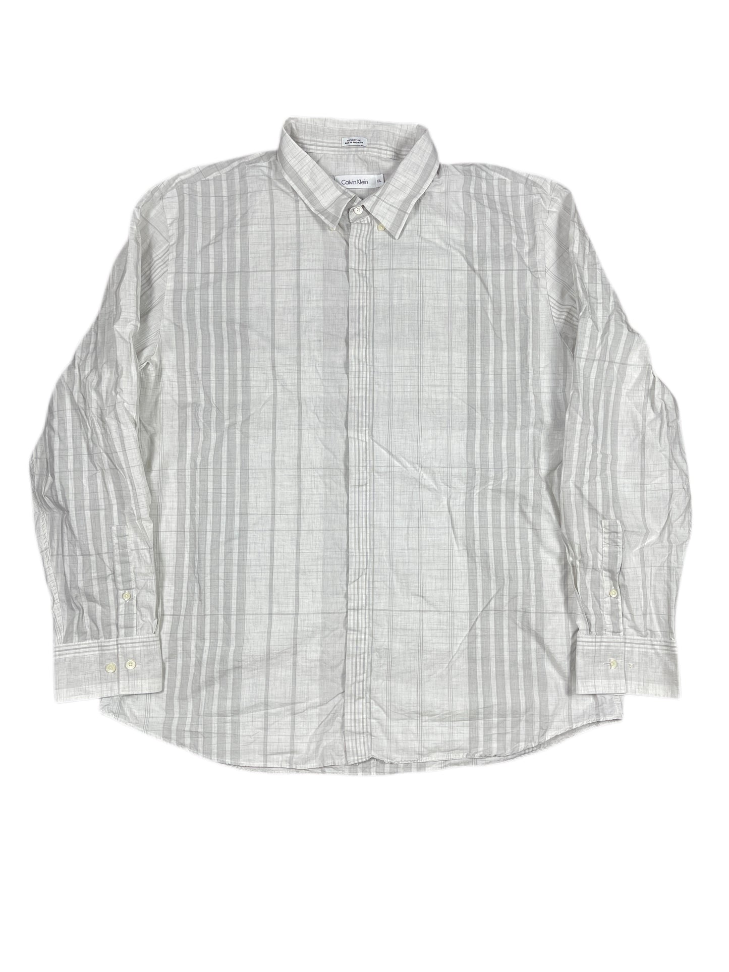 Calvin Klein Long Sleeve Shirt Gray White - XXL
